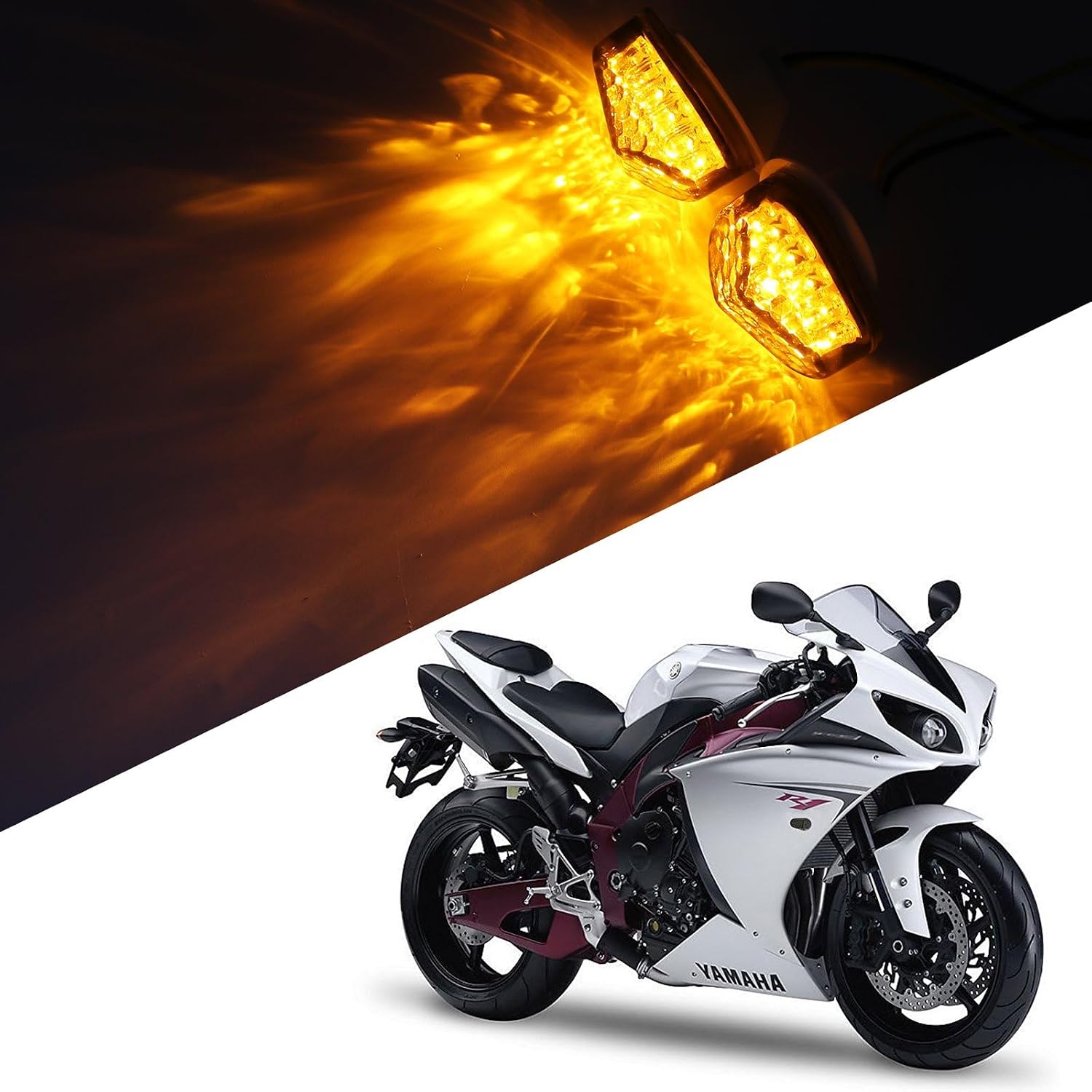 1 Pair Universal Motorcycle LED Flush Mount Turn Signal Light Indicator for Yamaha KLX250 YZ125 KX85 XG250 YZF-R1 YZF-R3 YZF-R6 YZF-R25 SR400 Sport Street Racing Bike (Smoke)