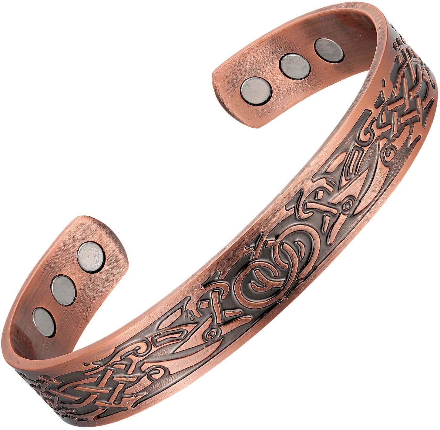MagEnergyMagEnergy Copper Bracelet for Men,Magnetic 99.9% Pure Copper Bangle with 3500Gauss Magnets Adjustable Copper Jewelry Gifts