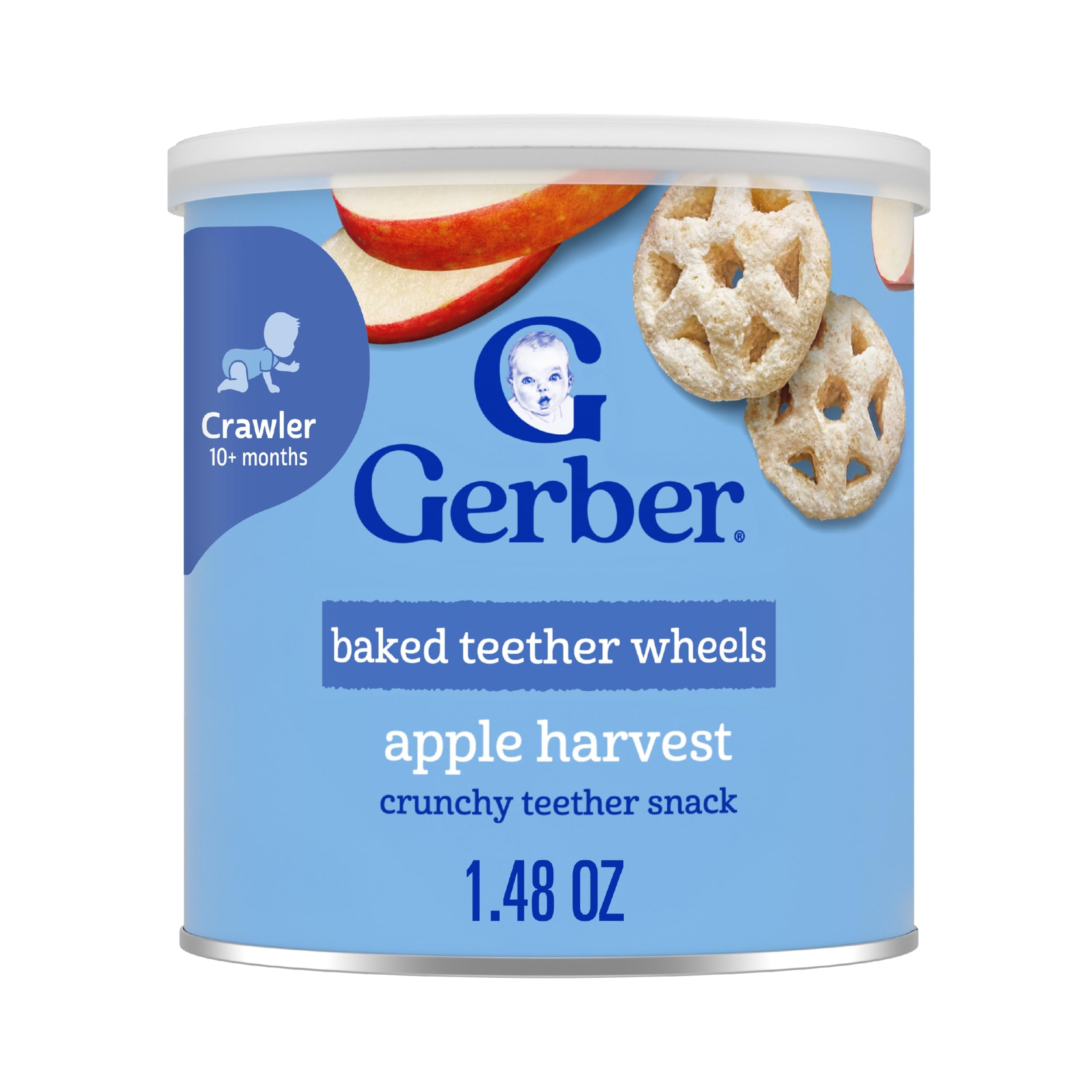 GerberGerber Baked Teether Wheels, Apple Harvest Crunchy Teether Snack, Baby Crackers, 6PK