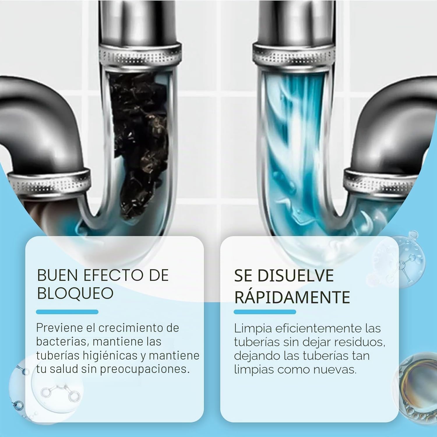 Agente De Dragado De Tuberías Potente,Polvo Espumoso Potente Para Fregaderos,Uso Rápido Y Práctico,Para Cocina,Baño E Inodoro,110G