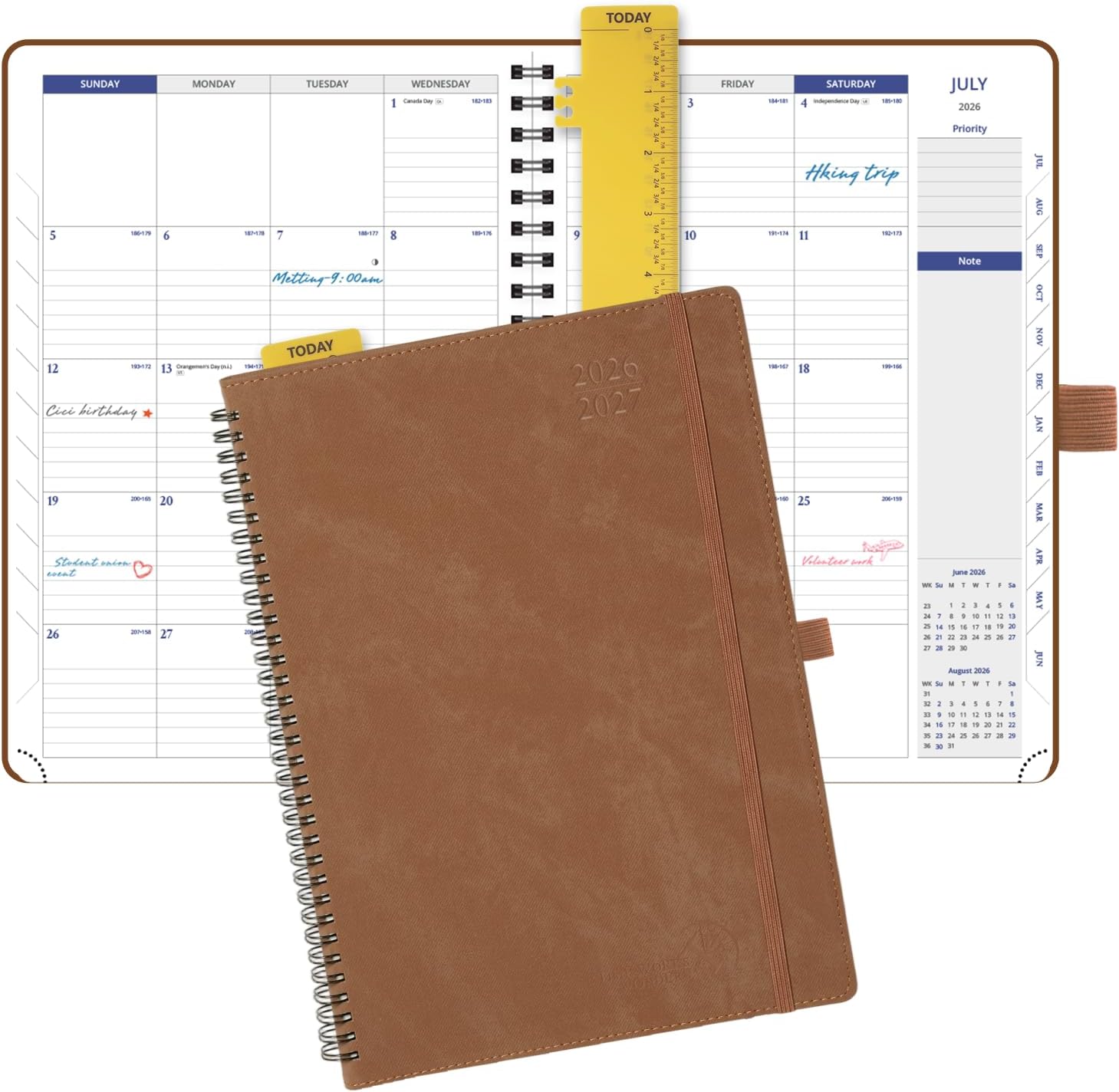POPRUN 2026-2027 Monthly Planner, Large Size 8.25" x 11.75", 16-Month Soft Cover Agenda Calendar from April 2026 to July 2027, Appointment Book with Spiral Bound, Monthly Tabs, Notes and Expenses Pages - Indigo Blue