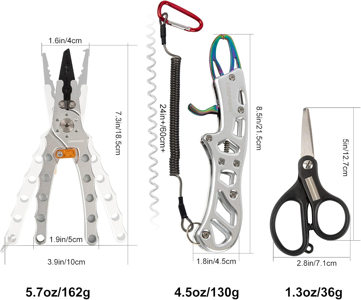 Carpking 6PC Premium Fishing Tool Kit, Titanium Alloy Fish Gripper, Aluminum Fishing Pliers, Fishing Scissor, Hook Remover Split Ring, Fly Fishing Gear, Ice Fishing Gift, Saltwater Resistant Accessory : Sports & Outdoors
