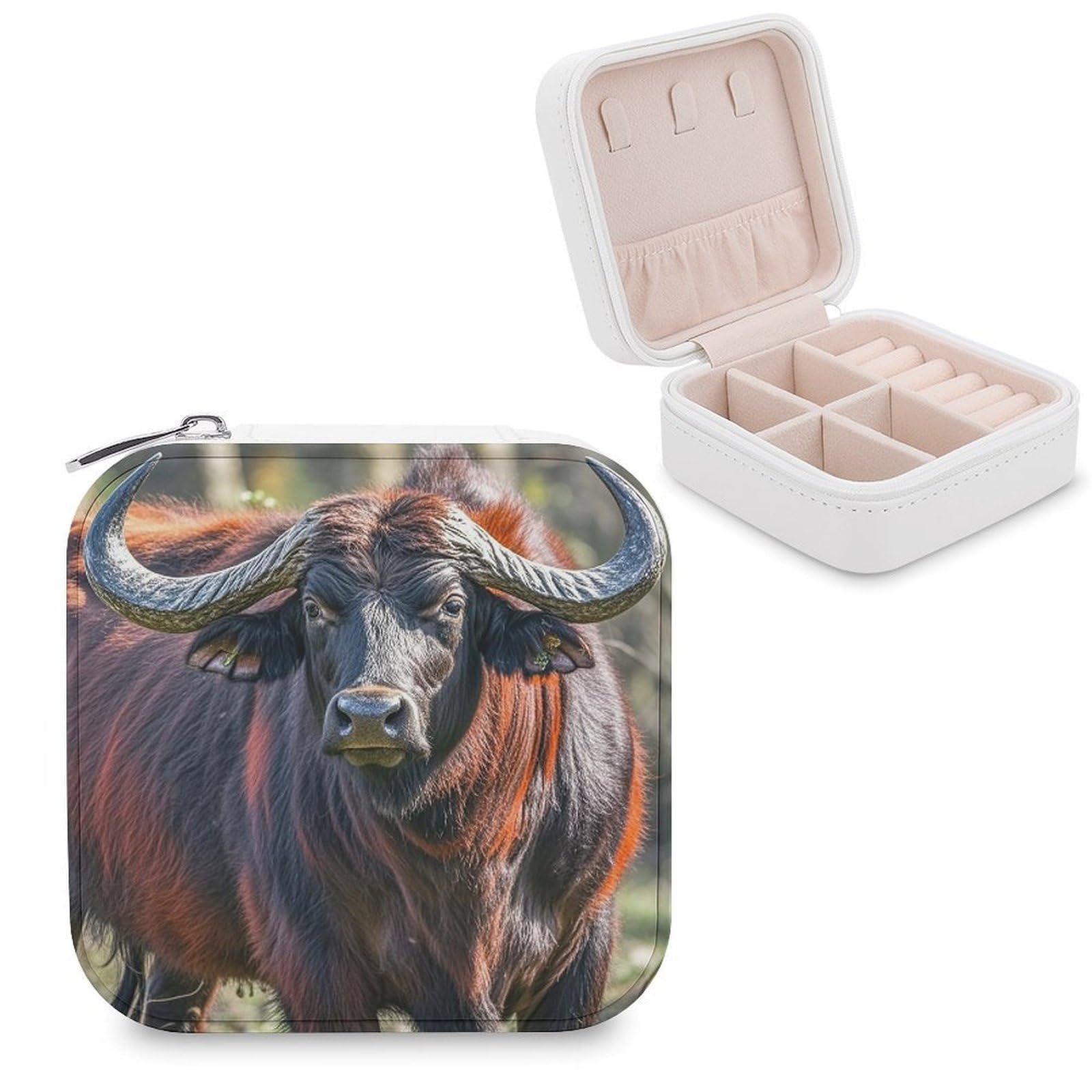 LZQPOEAS Cow Jewelry Box Mini Jewelry Travel Case Trendy Stuff Ring Box Custom PU Leather Jewelry Boxes Portable Jewelry Case Earring Storage Organizer for Girls Women