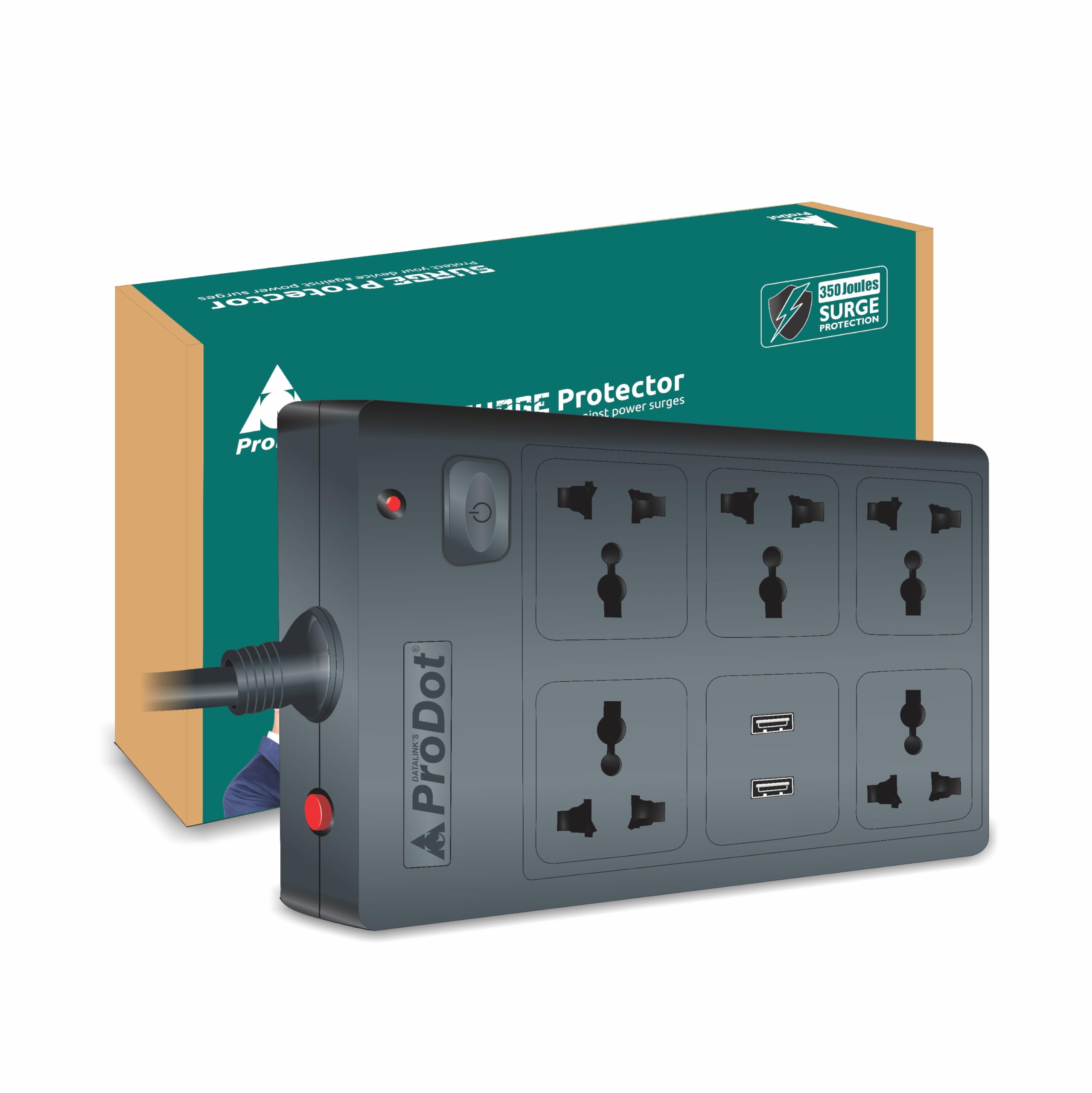 ProDot Power Spike Guard, Strip Surge Protector with Master Switch and 5 Outlets with 2 USB, Heavy Duty Extension Cord for Home, Office, Travel & Phone Charging (2.5 Meter)-image-41
