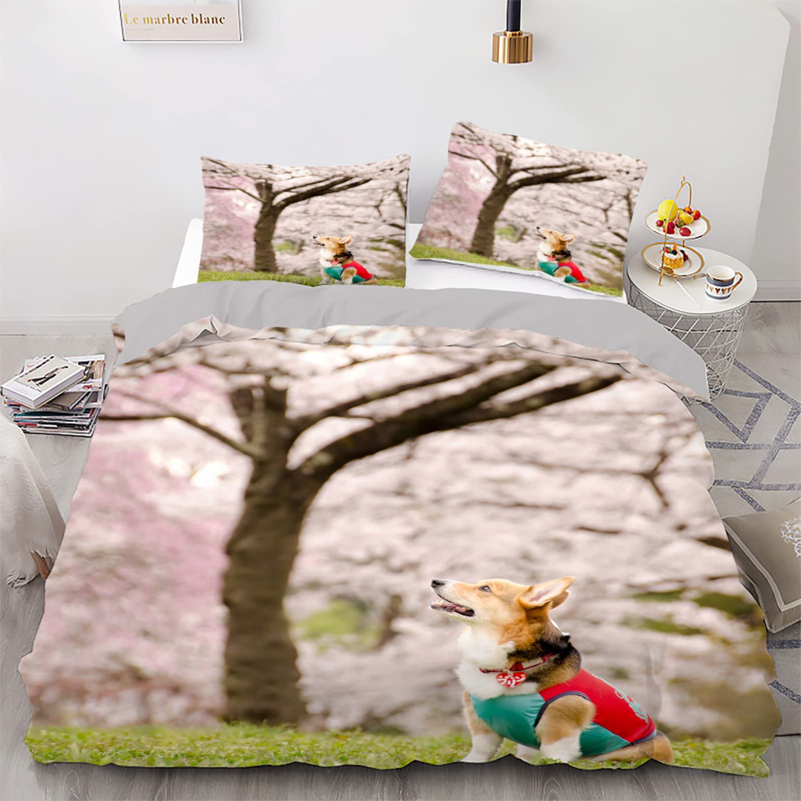 Parure de lit 140x200 fille avec housse de couette et taie d'oreiller