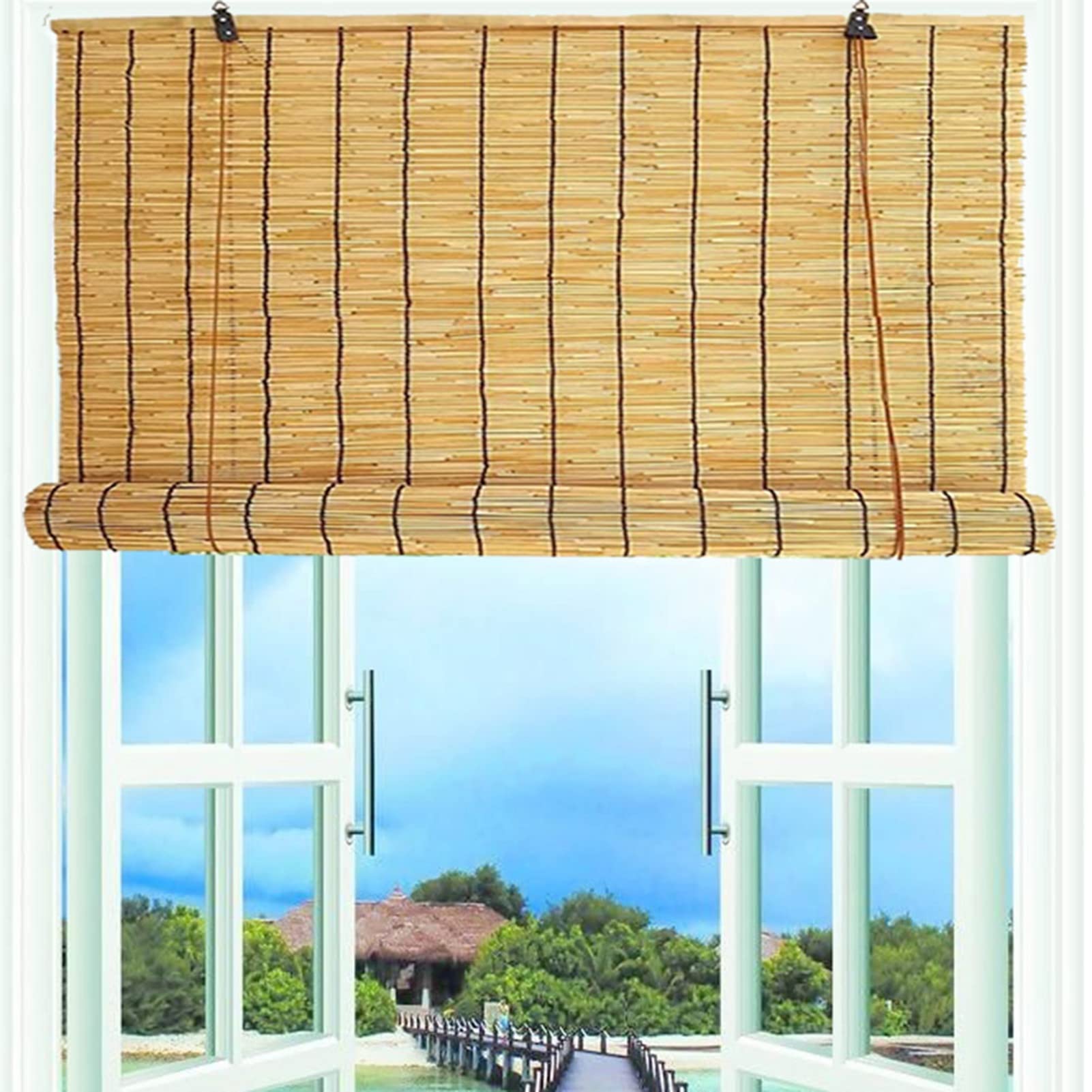 Retro Roleta Bambusowa, Roleta Rzymska Naturalnego, Zacienieniem Roleta Drewniana, Custom Zasłona for Drzwi, Porch, Restauracji, Ogrodu (Size : WxH76x150cm(30x59inch))
