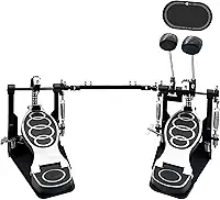 Pedal de baixo duplo, pedais de bumbo duplo de corrente dupla, pedal de tambor duplo com patch para conjunto de bateria e bateria eletrônica