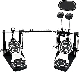 Pedal de baixo duplo, pedais de bumbo duplo de corrente dupla, pedal de tambor duplo com patch para conjunto de bateria e bateria eletrônica