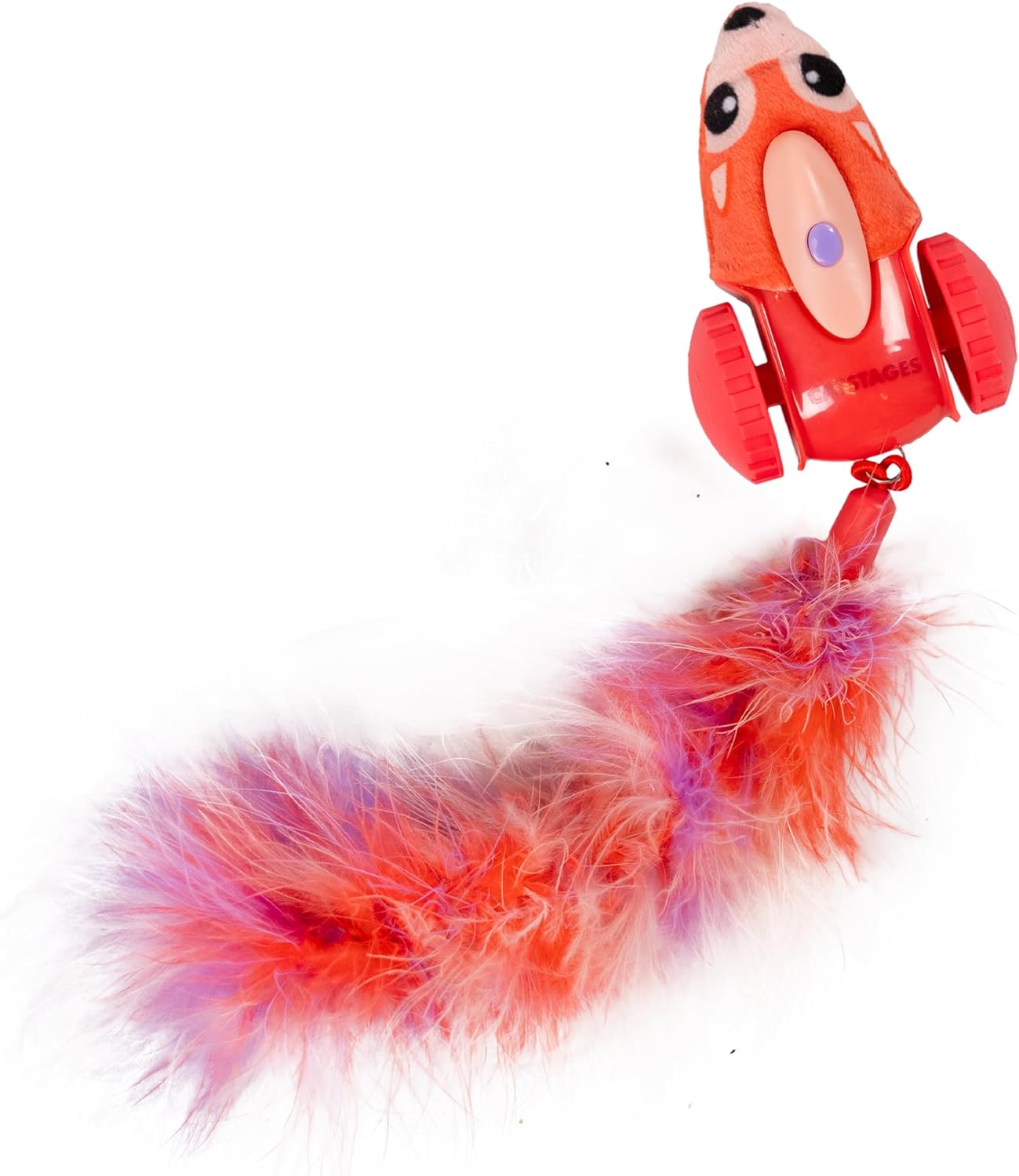 Catstages Racin’ Squirrel Robot, juguete electrónico para gatos en movimiento con plumas, recargable por USB, rojo