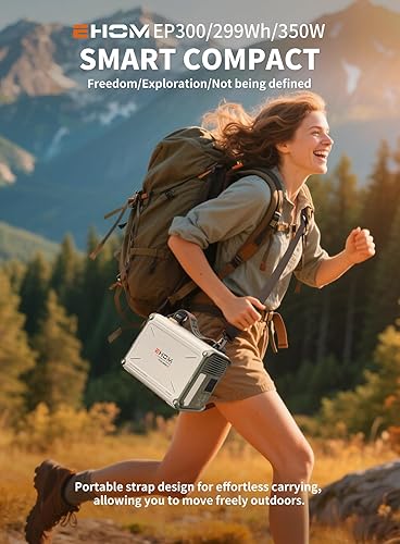 Miniatura 8 de EHOM Estación de energía portátil de 350 W (pico 700 W), generador solar EP350 de 299 Wh con 120 V de onda sinusoidal pura ACUSBtoma de corriente