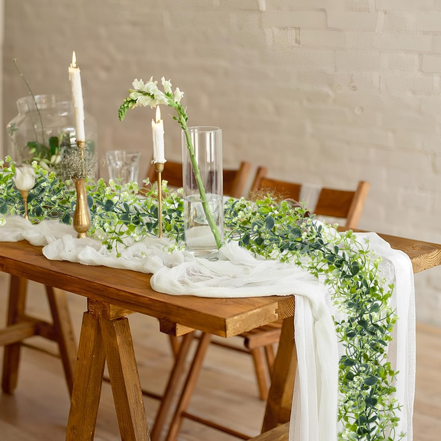 6pcs Artificial Vines Eucalyptus Garland Faux Eucalyptu Garland 5.8ft Artificial Eucalyptus Garlands Vine Garlands for Table Decor for Wedding Party Home, Classroom, Wall,Party Decoration - Image 3