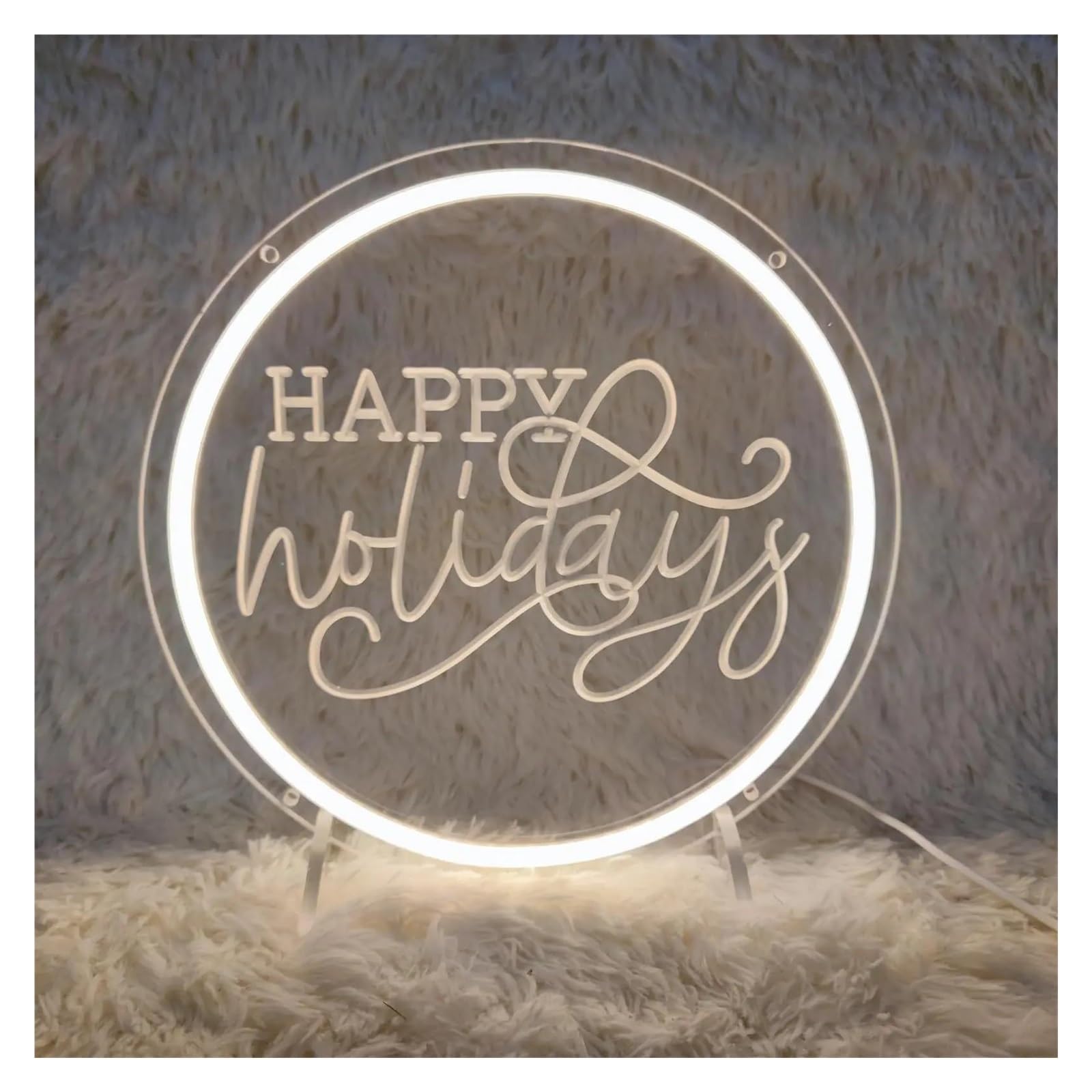 LEMST Sign Lamp Happy Holidays Neon Sign,New Year's Party and Family Holiday Decoration 30x30cm