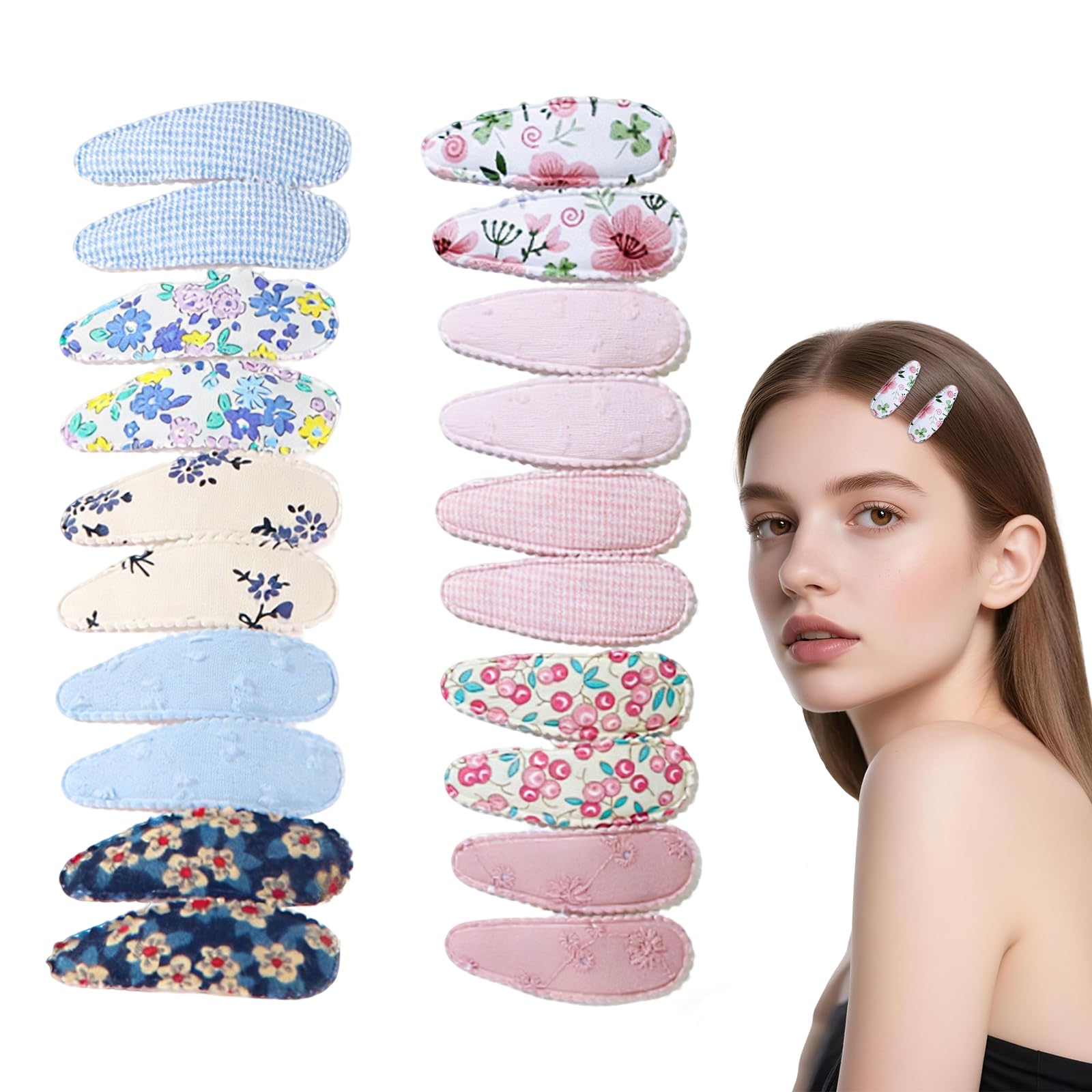 20 Pack Fabric Hair Clips, 5.5x2cm Baby Hair Clips, Daily Hair Accessories for Women & Girls, Flower Hair Clips — view 3