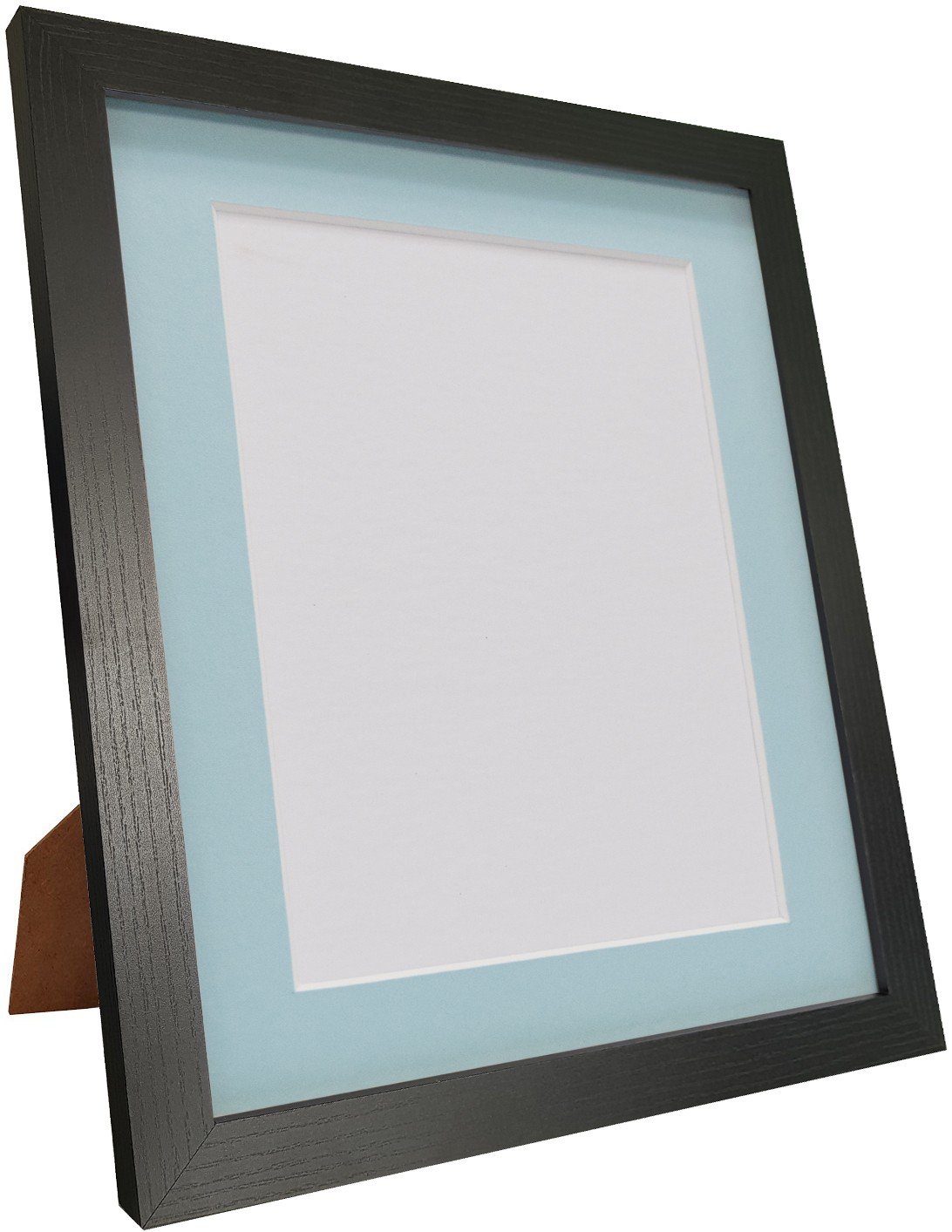 Q7 Picture Photo and Poster Frame, Black Ash with Blue Mount, 20 x 16 Inch Image Size A3, Plastic Glass