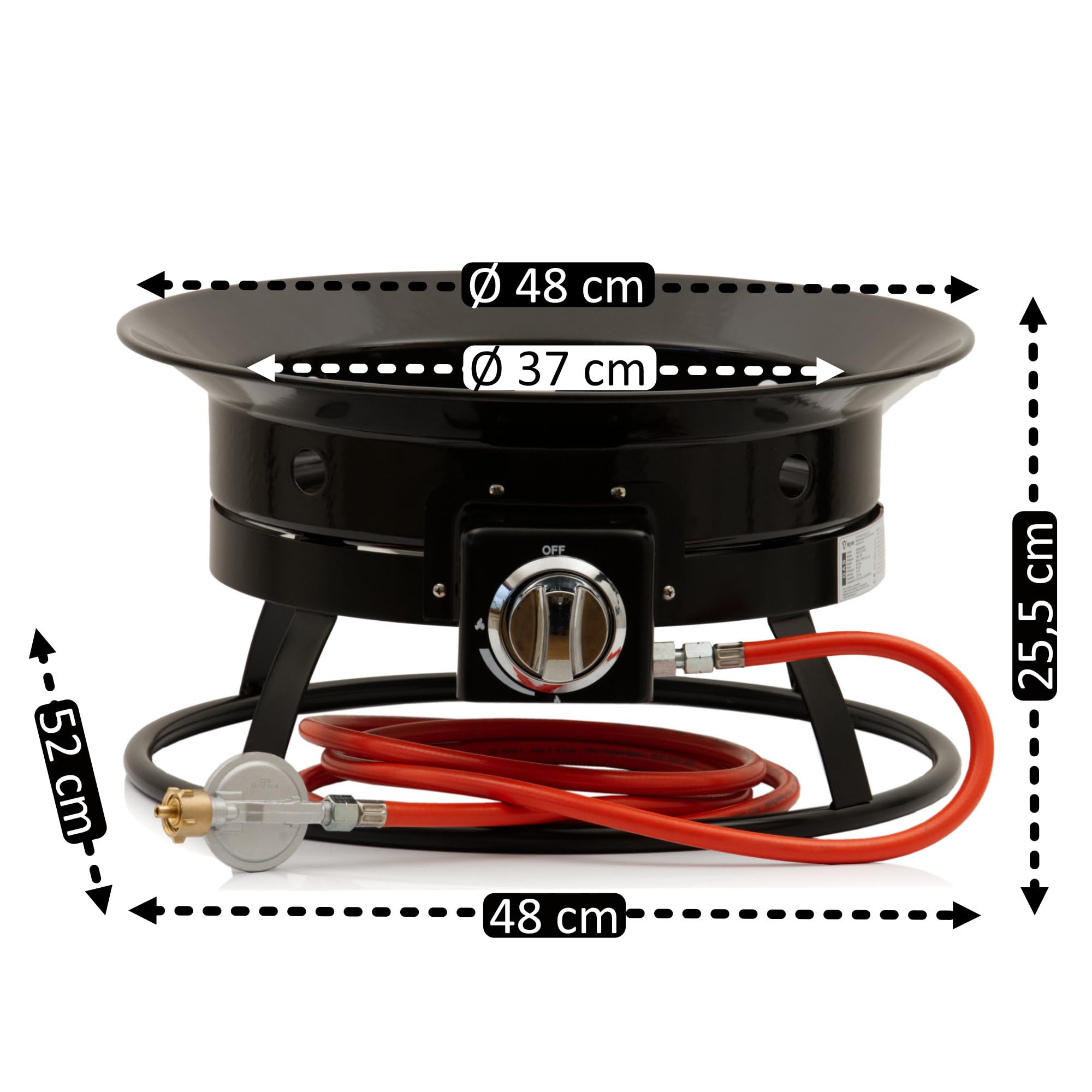 BBQ-Toro Gas Feuerstelle mit Lavasteinen | Ø 48 cm - 12 kW | Outdoor Feuerstelle, Feuerschale Camping, tragbare Gartenfeuerschale, Gas Fire Pit Outdoor | Feuerschalen für den Garten, Terrasse