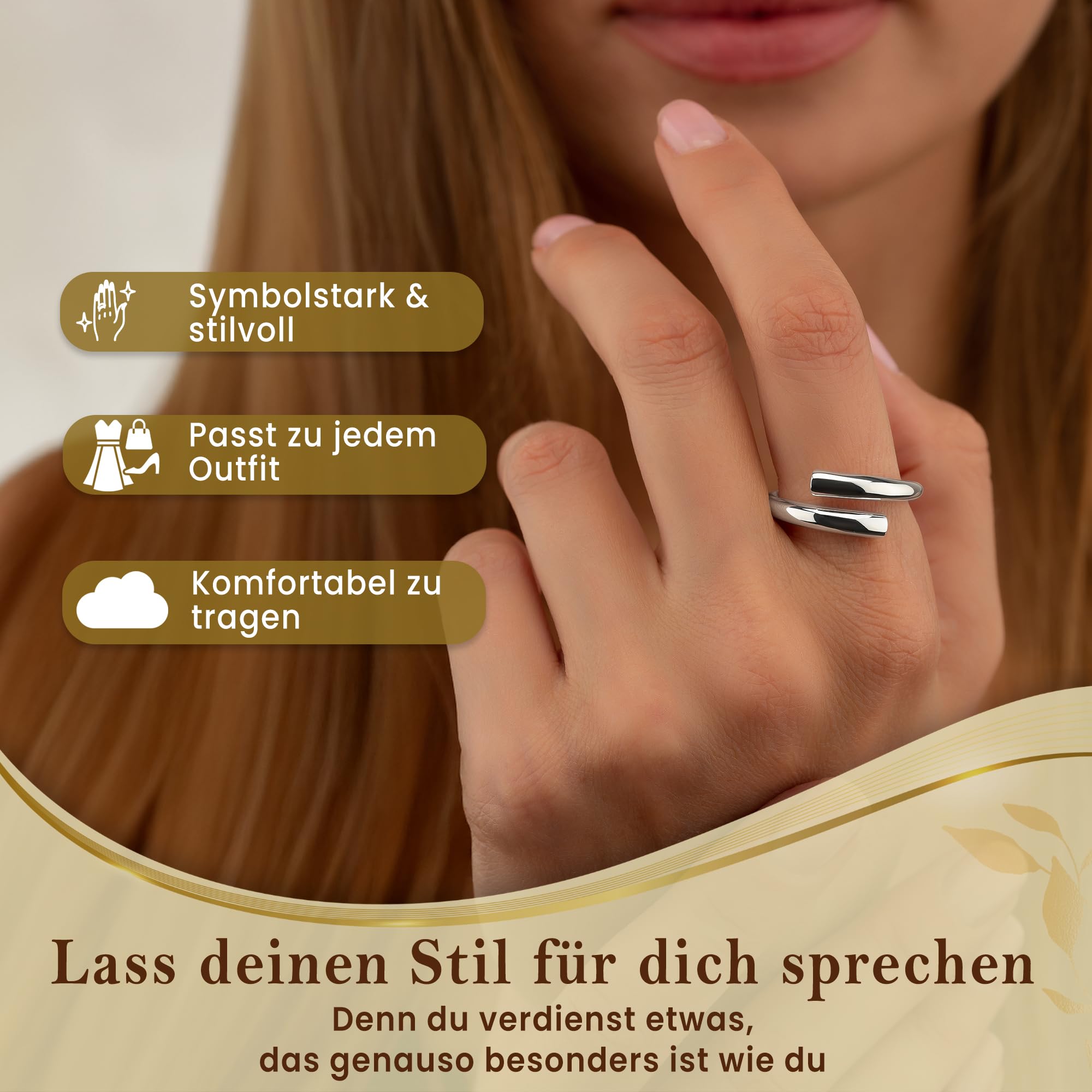 CASSINI Ring aus 925er Sterling Silber, poliert und anpassbar, Damen Ring 3RAN