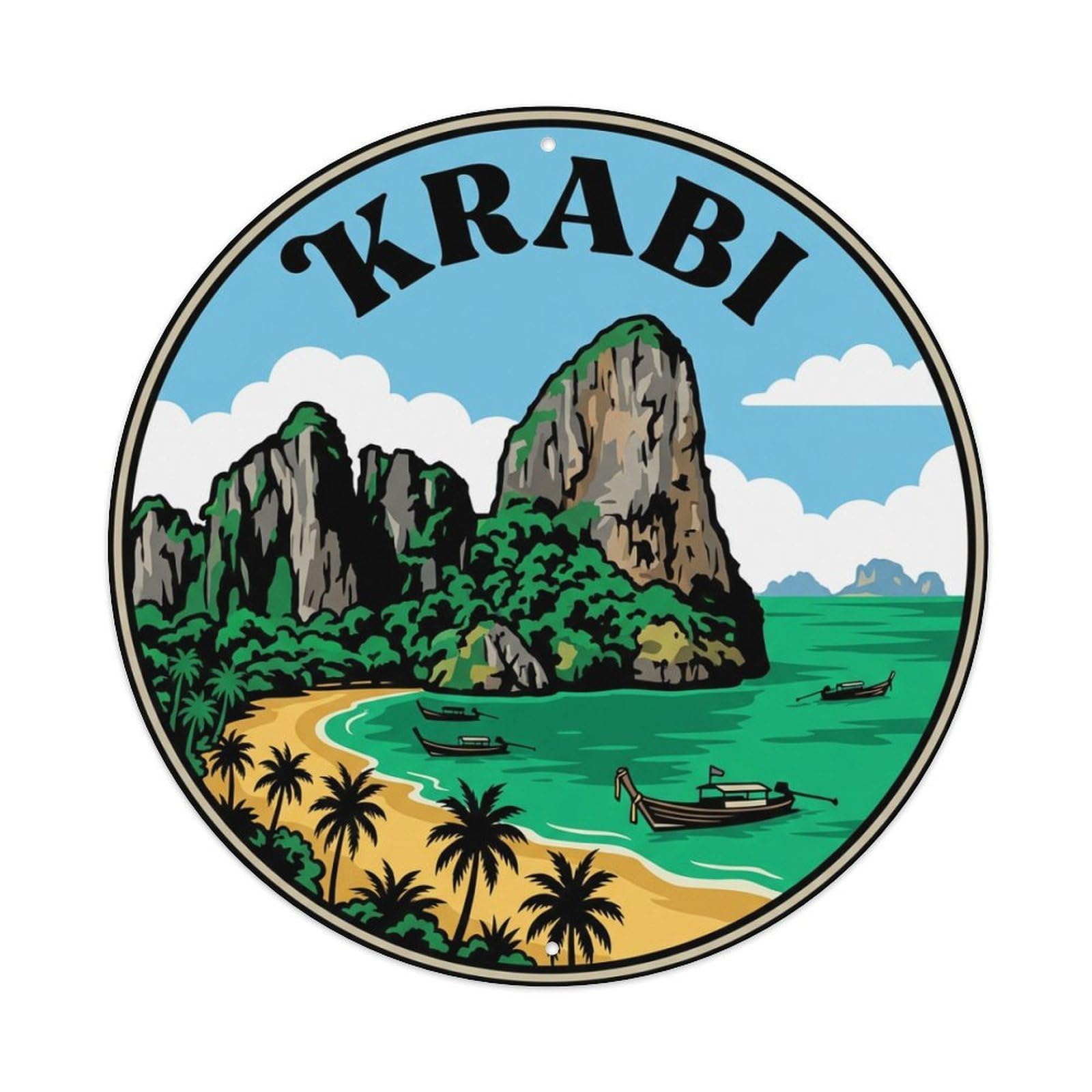 Galvaxio Style Vintage Travel Thailand Krabi Metal Tin Sign