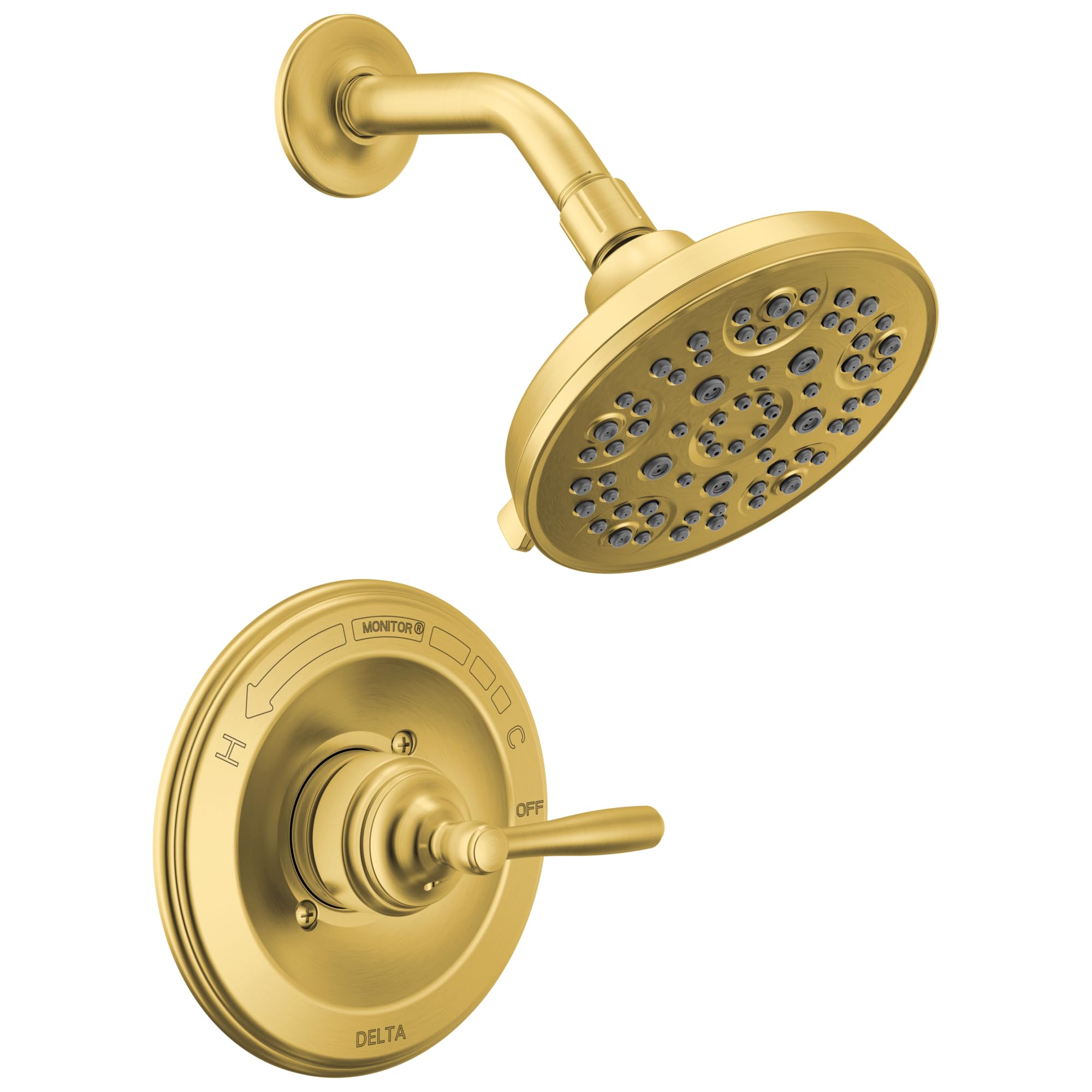 Photo 1 of Delta Roe 14 Series 5-Setting Shower Faucet Set, Brushed Gold Shower Head and Handle Set, Valve Trim Kit, Brushed Gold T142985-GB (Valve Not Included)
