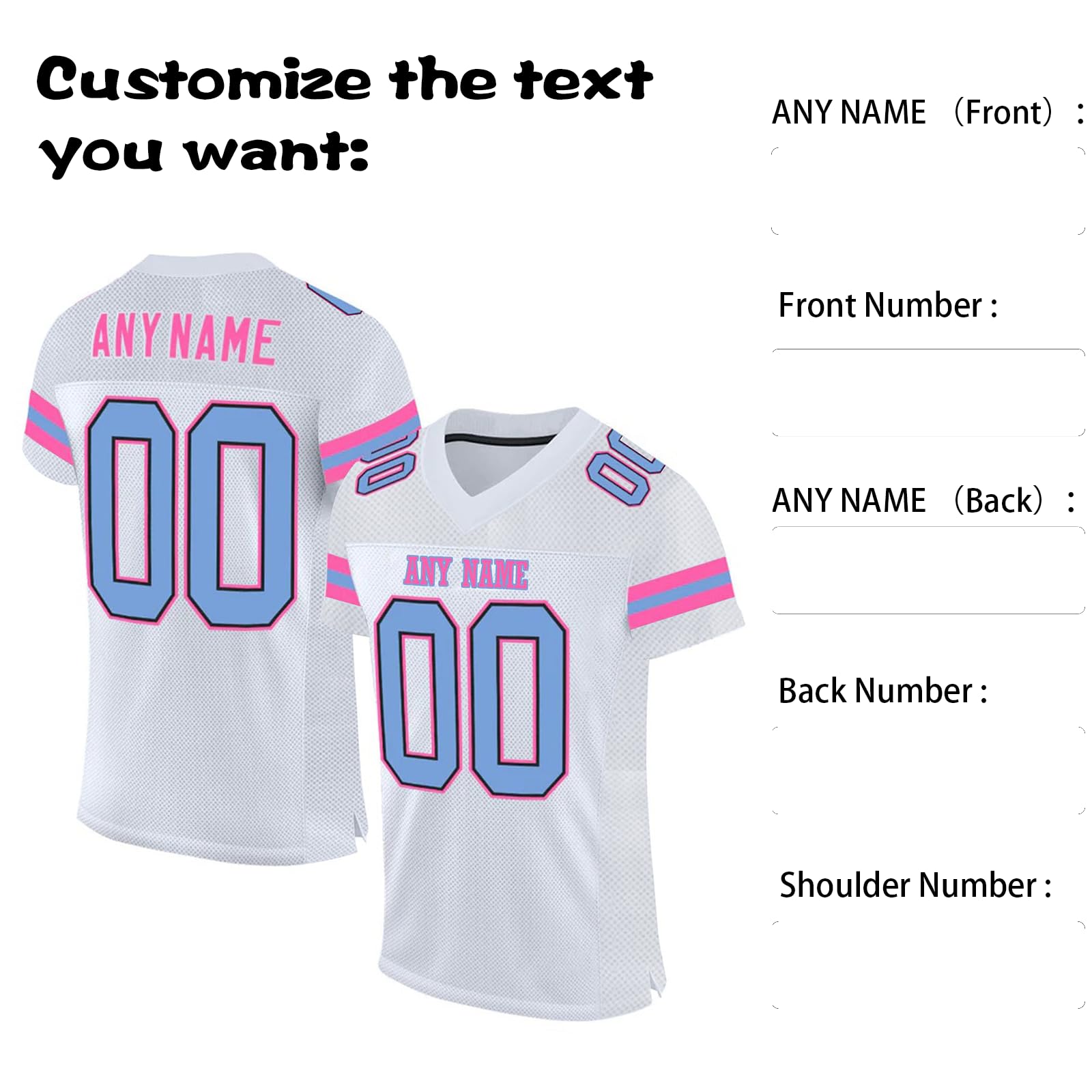 Personalised American Football Jersey for Adults and Children, Men and Women Ball Oversized Sports Tee Rugby Shirt with Name Number Team - 3