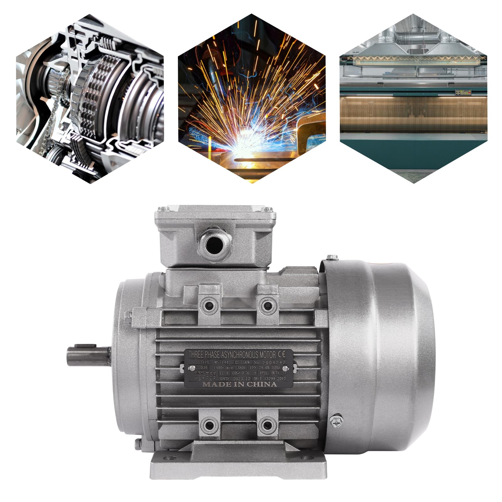 Moteur électrique triphasé 750 W avec bobine en cuivre 1400 tr/min IP55 Moteur industriel à économie d'énergie pour pompes, machines-outils, compresseurs, machines de transport, diamètre de l'arbre 14