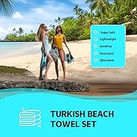 Vista 7 de HAVLULAND Toallas de playa turcas de gran tamaño, 100% algodón a granel, toalla de baño grande para piscina, secado rápido, absorbentes, sin arena