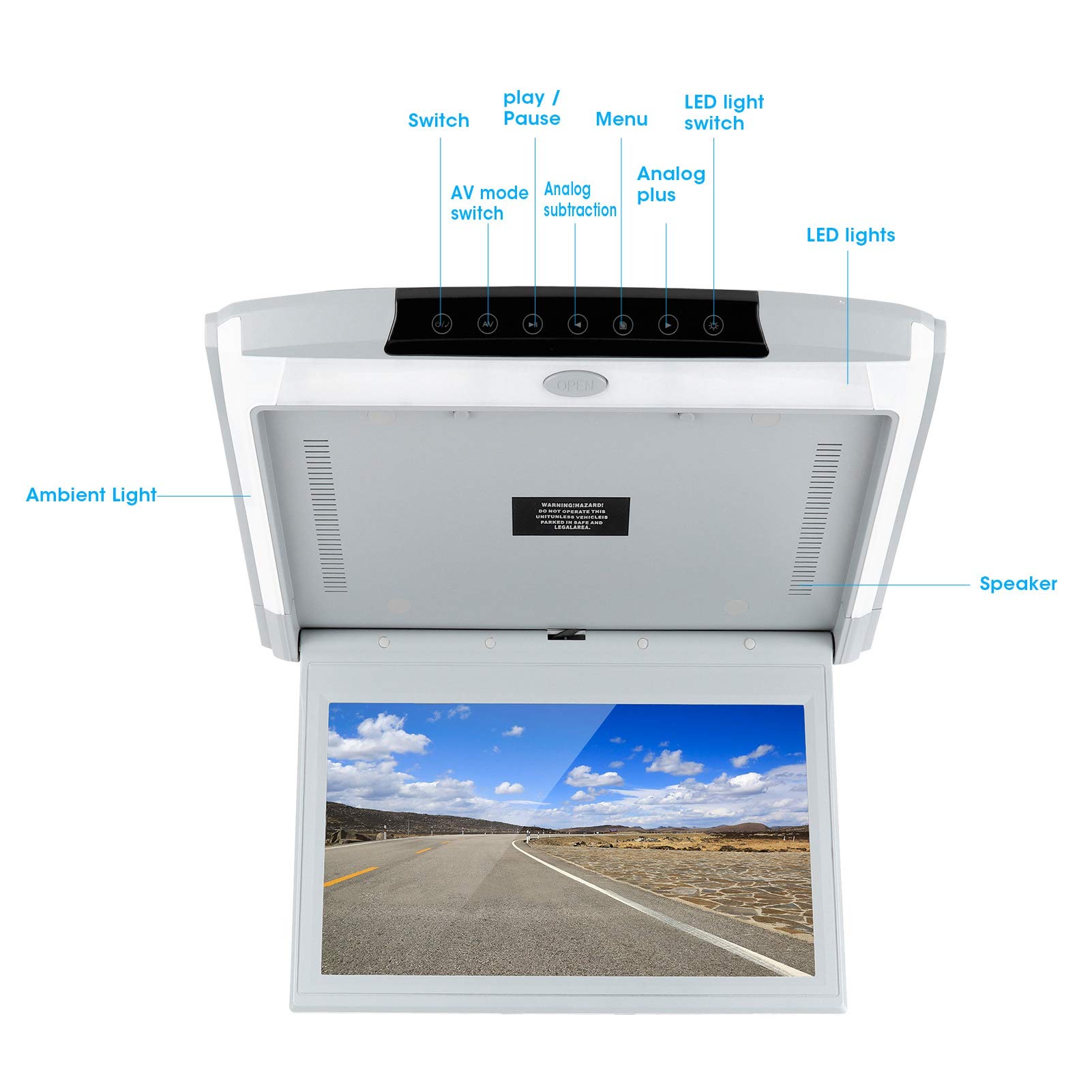 Monitor da Tetto per Auto Con Lettore DVD e TV - Schermo da 11,6 Pollici HD 1080P MP5 Con USB TF HDMI FM - Supporta Telecomando