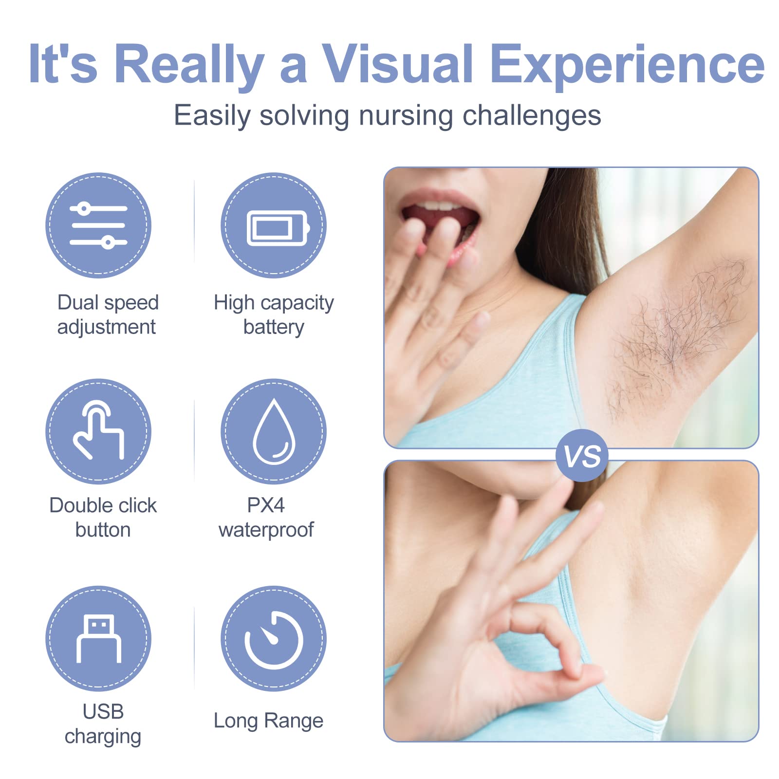 Epilateur Electrique Femme, 5 en 1 Rasoir Electrique sans Fil Rechargeable avec 2 Vitesses pour les Jambes et le Corps épilation, Épilateur électrique avec Exfoliant, Nettoyage et Massage du Visage