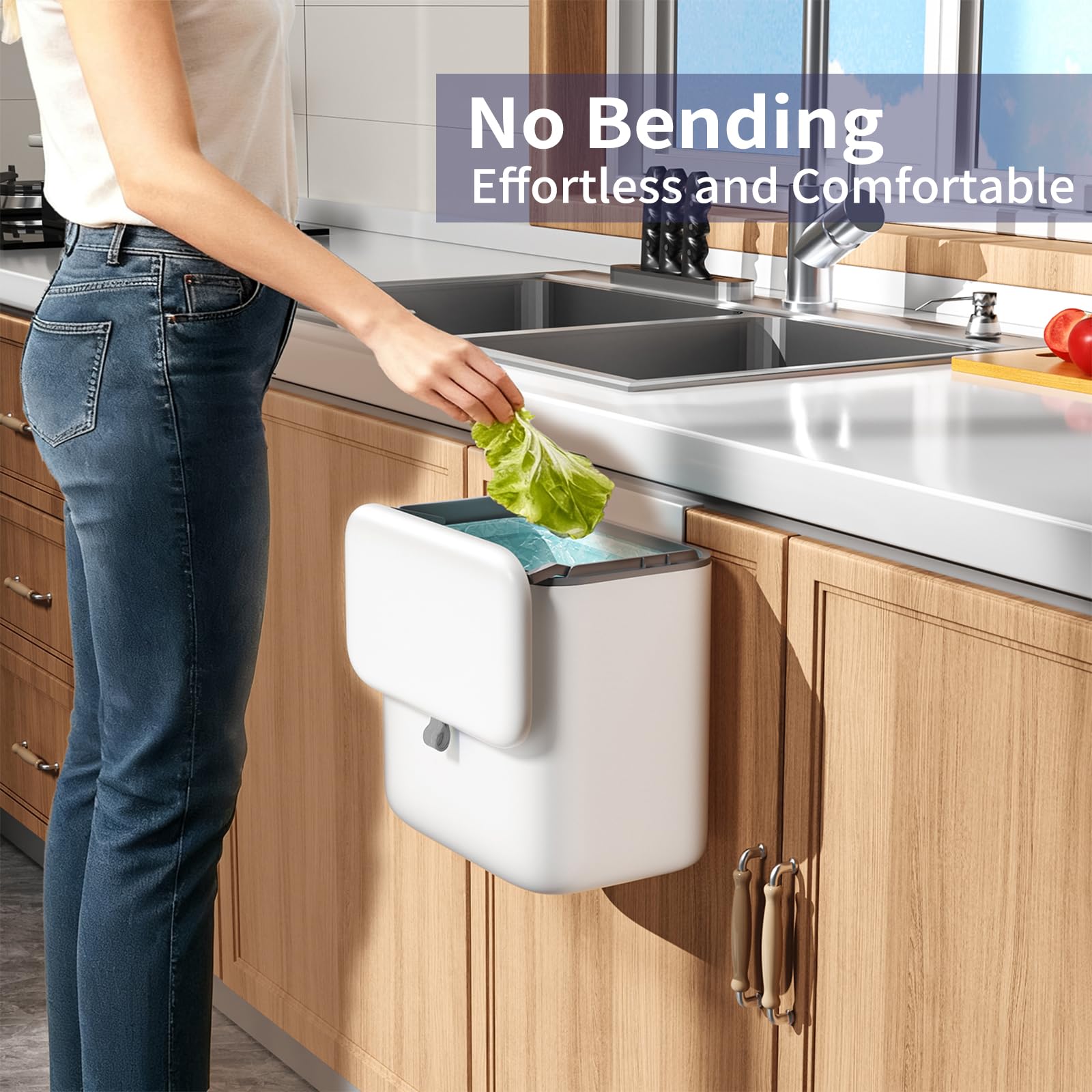 Compost Bin for Kitchen - Hanging Trash Can -2