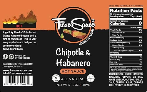 Miniatura 2 de Fresco Sauce - Salsa picante Chipotle & Habanero - Chipotle y Pimientos Habanero - Sabroso - Todo Natural- Vegano - Sin gluten - 5 fl oz - Tu mejor
