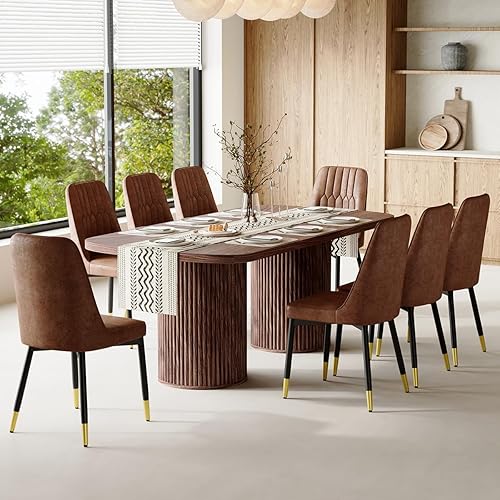 Miniatura 9 de Juego de mesa de comedor de 79 pulgadas para 10, juego de mesa de comedor grande para 10 personas con sillas acolchadas, juego de mesa de cocina