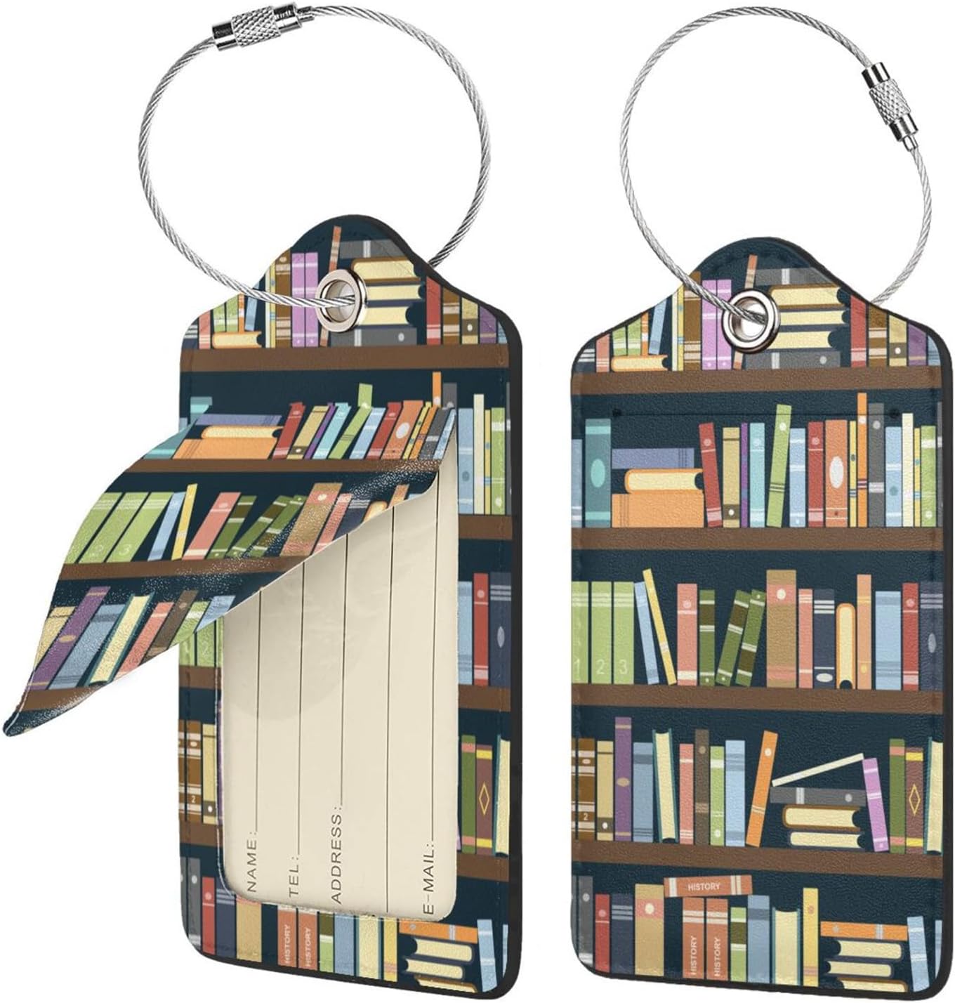 Book 2 Pack Luggage Tag for Suitcase Label Cute Unique Leather Suitcase Tags Identifiers with PU Privacy Name Address Labels & Durable Steel Loop for Women Men Travel