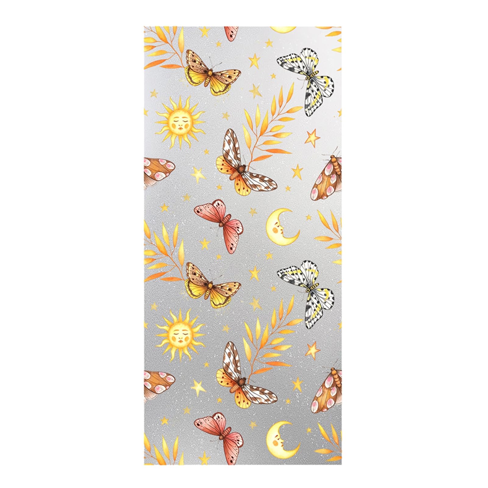 Window Privacy Film, Static Window Clings, Decorative Plants Butterflies Non-Adhesive Sticker, Blocking Heat Control Window
