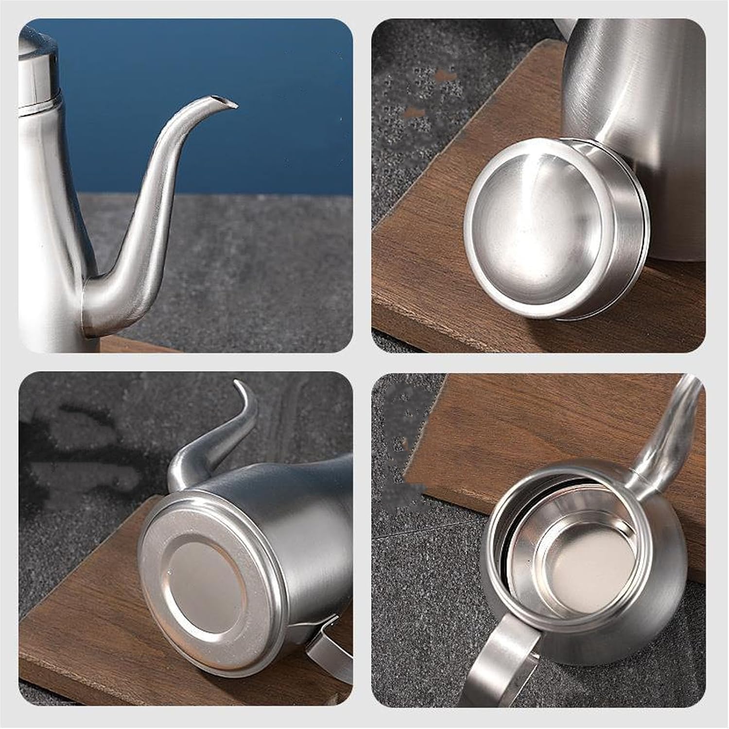 Stainless Steel Olive Oil Dispenser, Leakproof Oil Bottle, Drip Free Spout Seasoning Dispenser with Ergonomic Handle, Ideal for Home Kitchen, Vinegar & Soy Sauce (48oz)