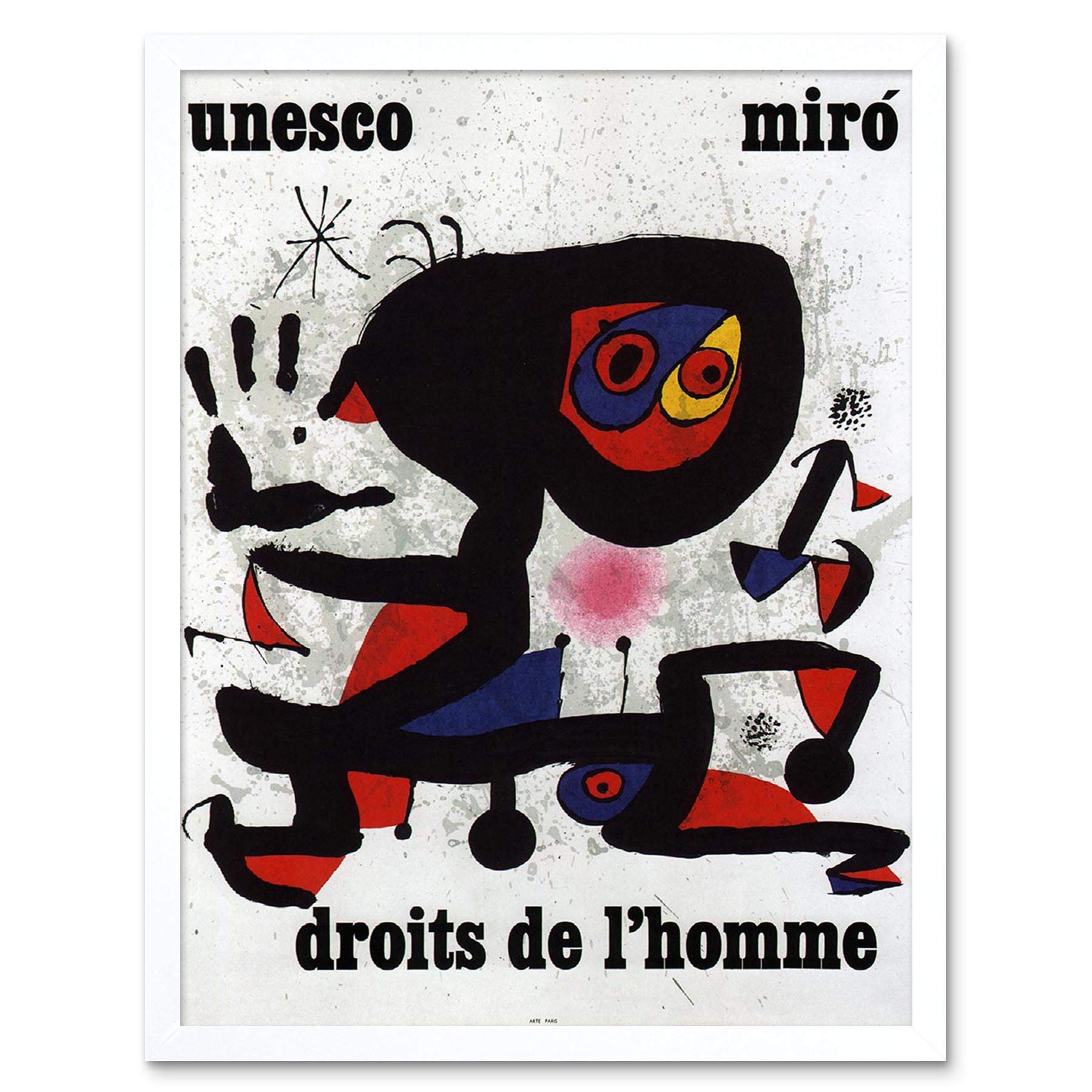 Wee Blue Coo Advert Charity Unesco Joan Miro Abstract Rights Man Art Print Framed Poster Wall Decor 12X16 Inch