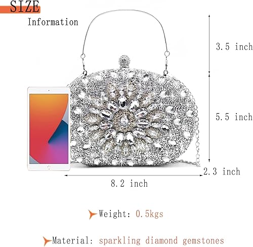 Miniatura 7 de Bolsos de mano de noche con diamantes de imitación para mujer, bolso de mano de boda, bolso de fiesta de novia, diamantes de graduación, bolsos de
