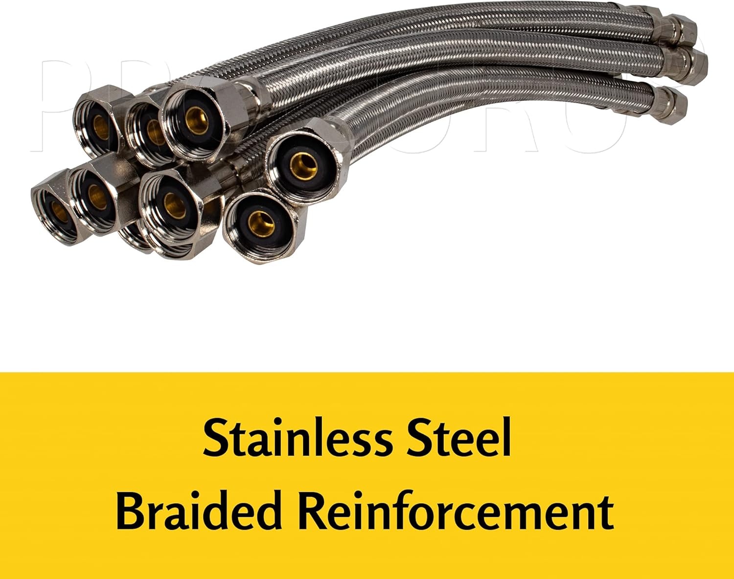 [10-Pack] PROCURU 3/8" Comp x 1/2" FIP Faucet Supply Line Connector, Braided Stainless Steel (9SF36-10P)