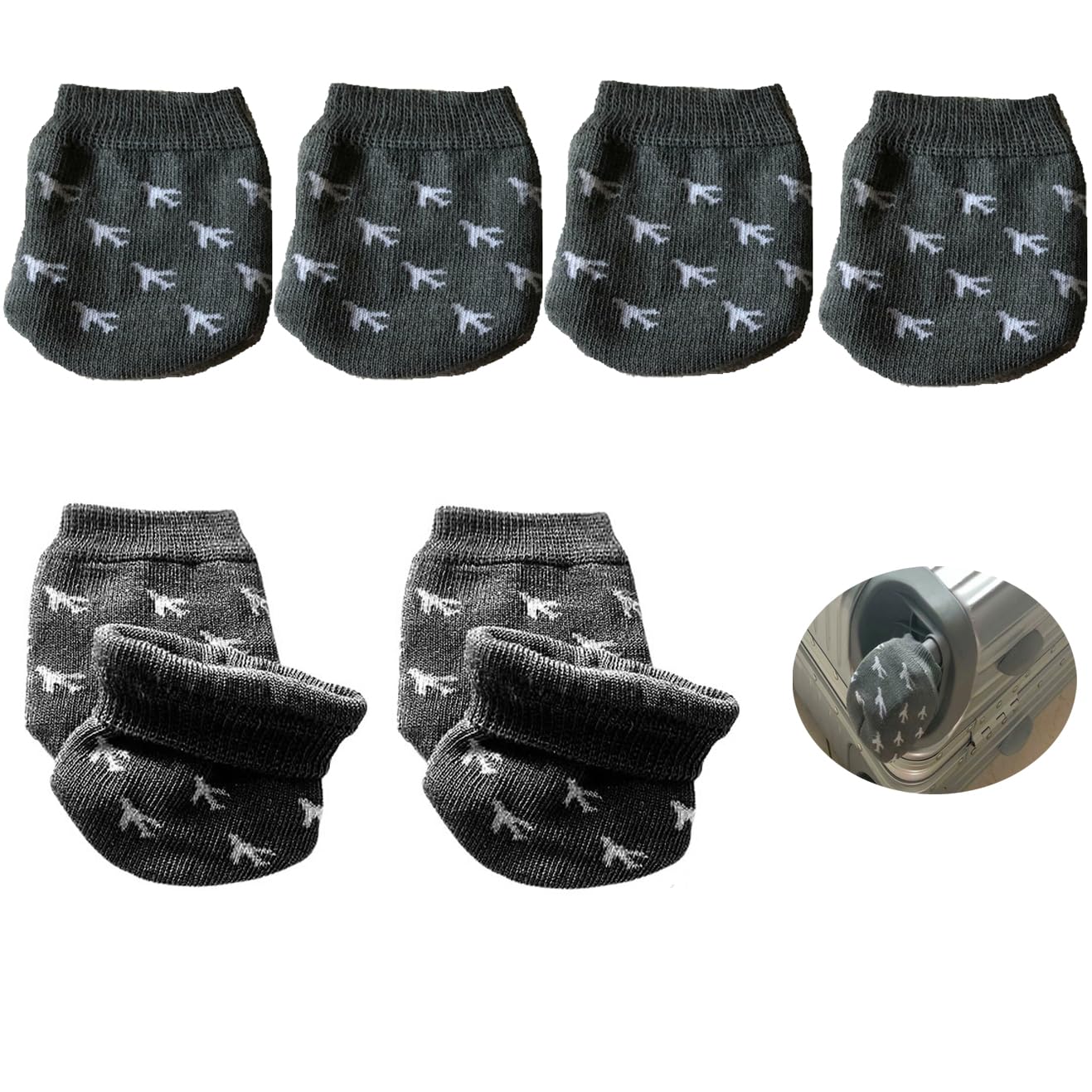 DraCra 8 Pack Luggage Wheel Cover Socks Full Wrap Fabric Protector Universal Sleeve Case for Suitcase Prevents Floor Bed Dirt When Storing Travel