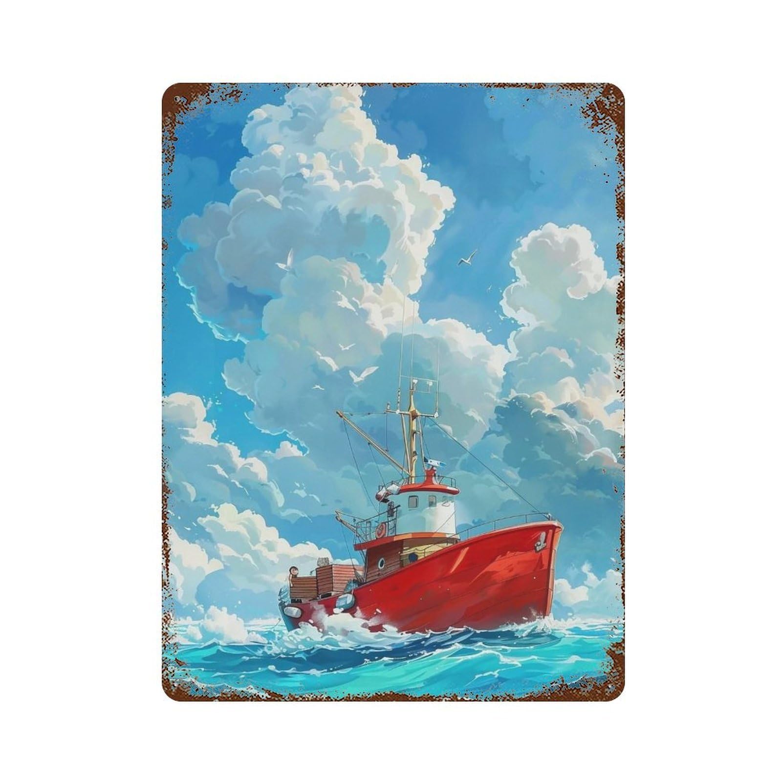 HDURYEYRYY Voyage Under Cumulus Skies 01 Wall Retro Iron Vintage Art Metal Tin Sign Poster Modern Home Cofffee Club Art Bar Shop Decor 40x30cm