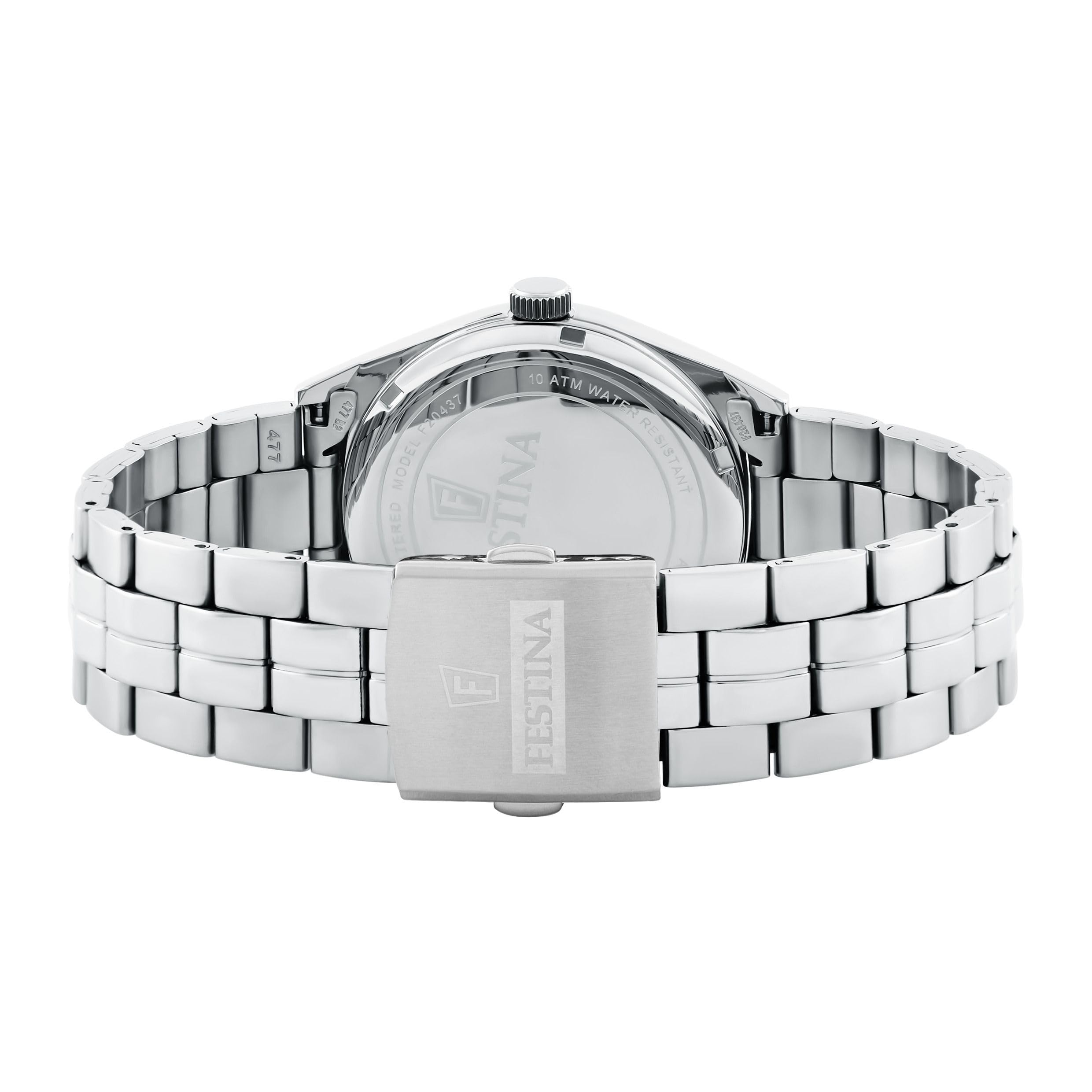 Festina Orologio Uomo Analogico in Acciaio Inossidabile 316L Argentato - Movimento al Quarzo - Calendario - Vetro Minerale ad Alta Resistenza - Impermeabile 10 ATM F20437