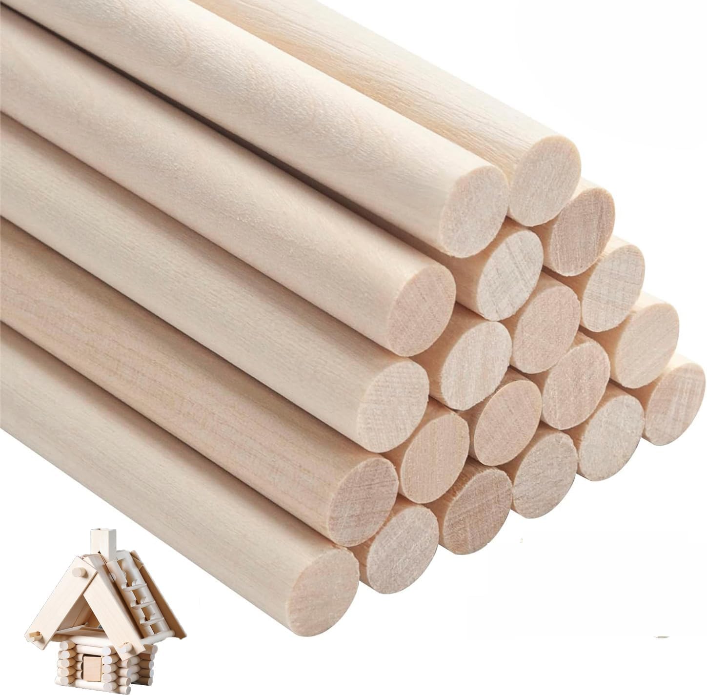 50PCS Natural Wooden Dowel Rods 250mm x 5mm, Unfinished Hardwood Craft Sticks for DIY Arts & Crafts, School Projects, Model Making