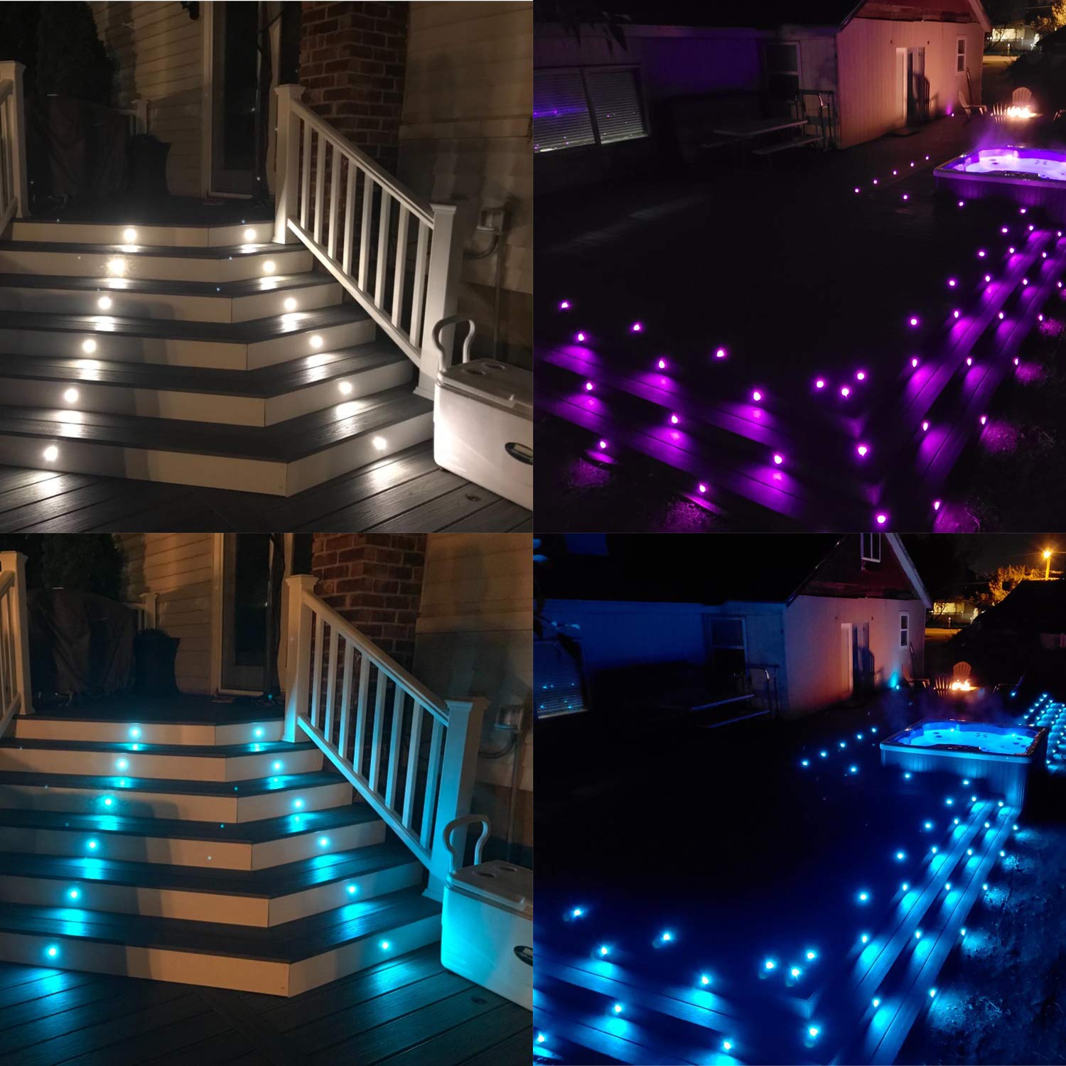 Lot de 10 WIFI RGB Spots LED Encastrable Extérieur, Ø45mm IP67 Étanche, éclairage pour Jardin Terrasse Escalier Deck en Bois Patio Décoration intérieur et extérieur