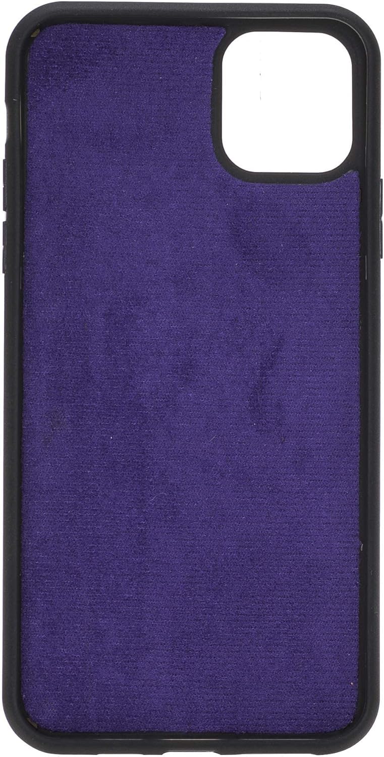 HARDISTON Genuine Premium Leather Handmade Wallet Case for iPhone 11 Pro Max 6.5'' Double Folio Card Holders - Detachable Magnetic Flip Cover - Horizontal Kickstand - Protection for All Edges (Purple)