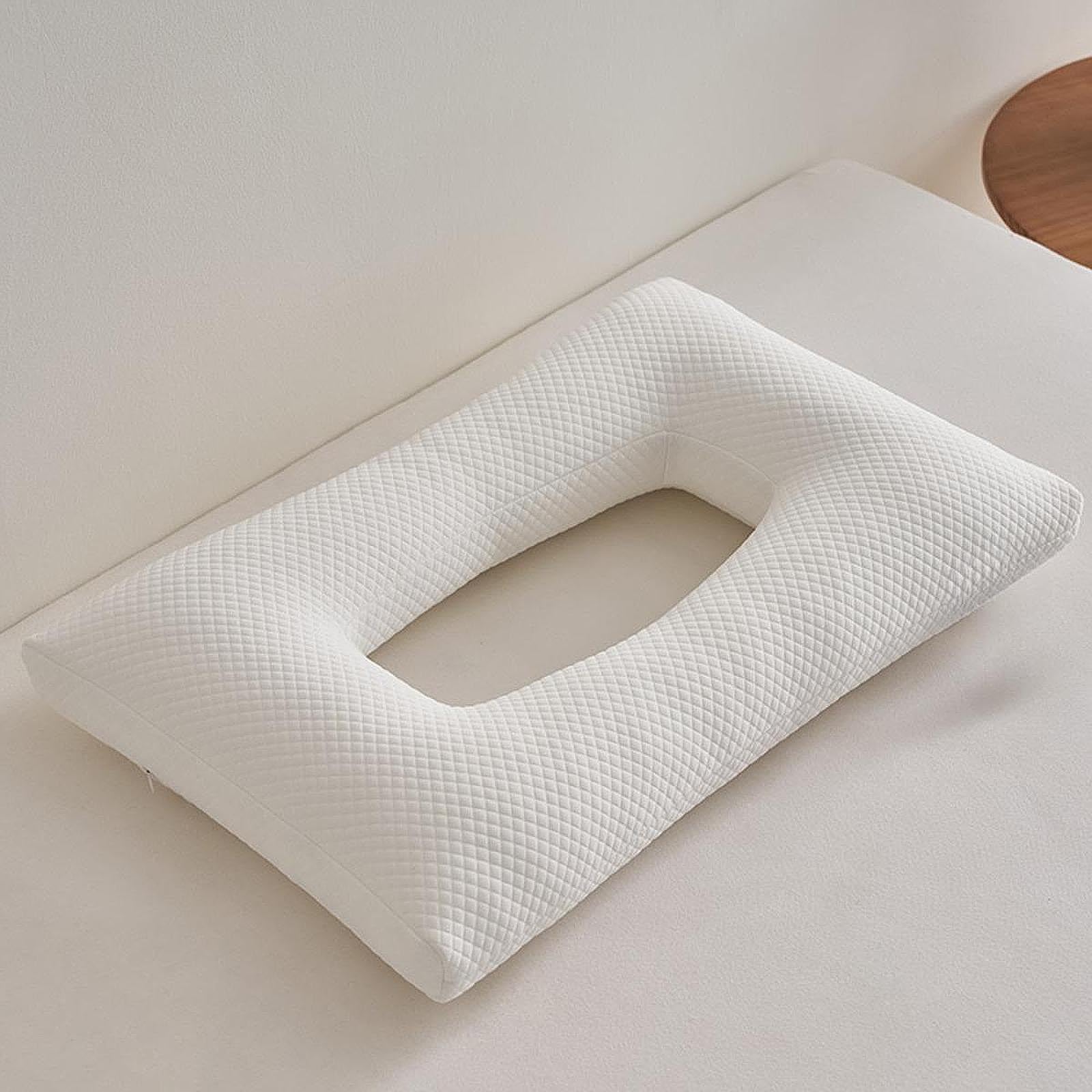 ATORSE Ear Piercing Pillow with Ear Hole for Headphones Wearing Earrings Sleep White 4