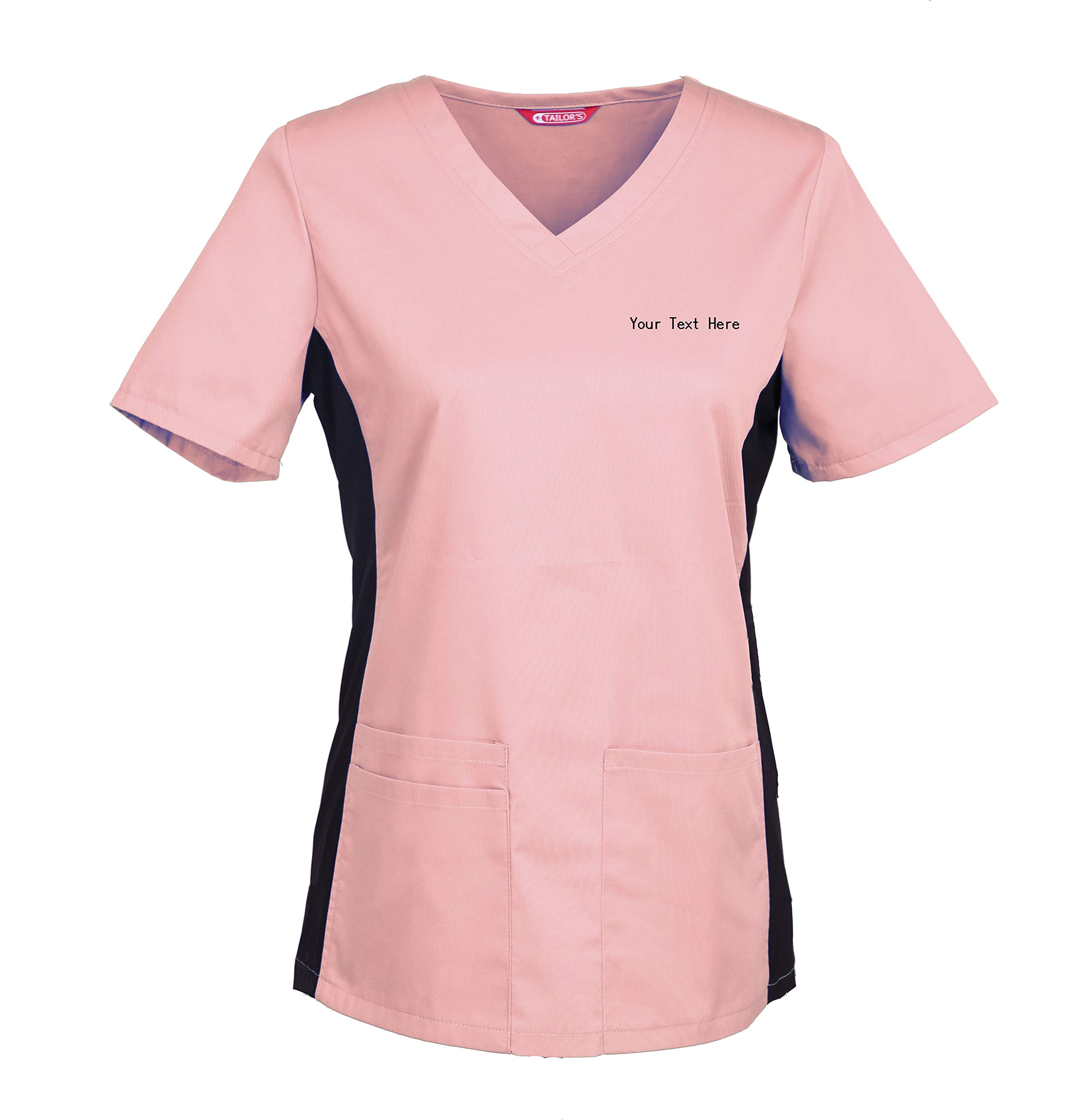 Tailor's Women's Pale Pink Personalized Scrub Tunic Medical Scrubs Hospital Scrub Top Customizable