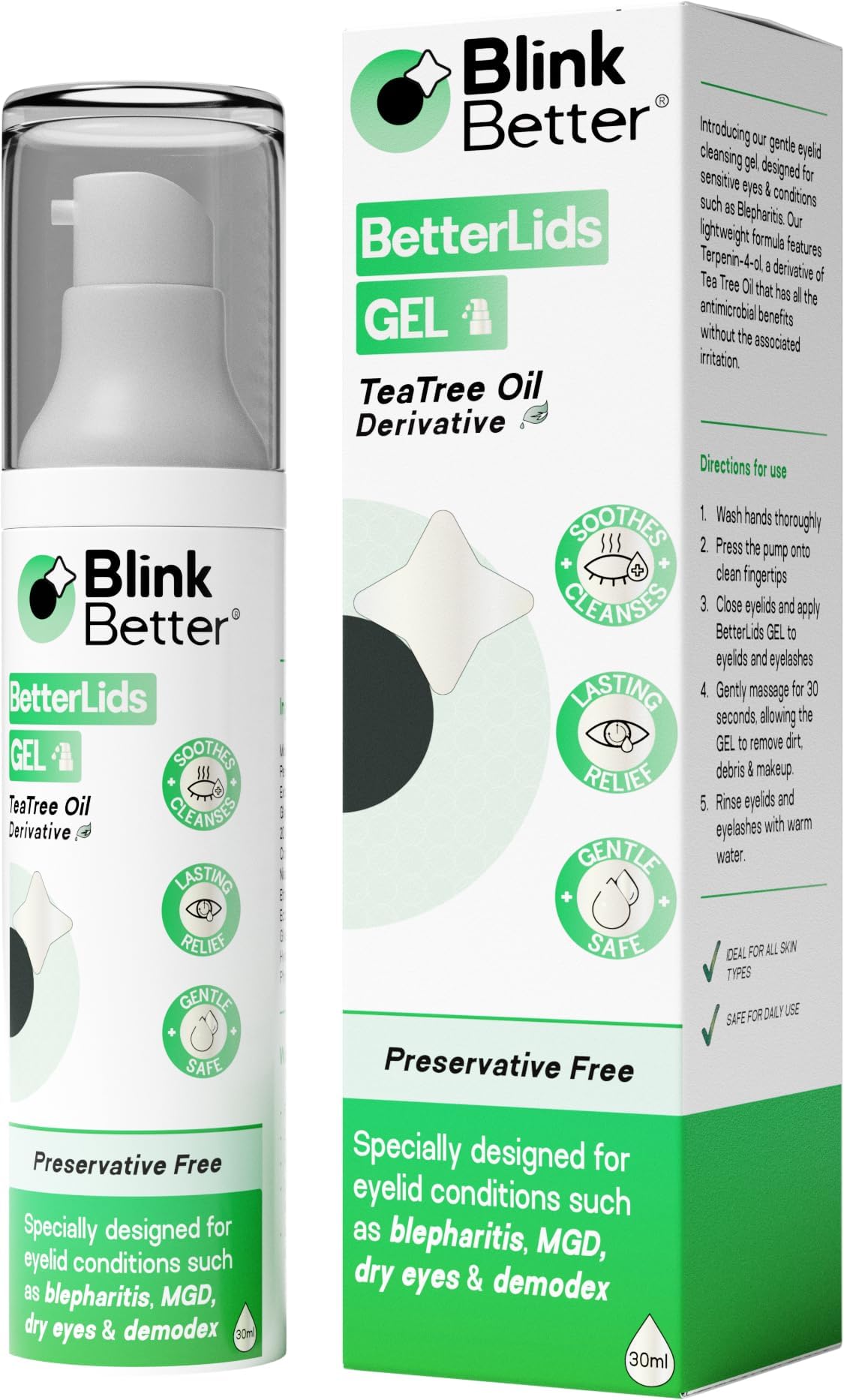 BetterLids Eyelid Cleansing Gel – Gentle Centella & Tea Tree Extract Cleanser – Refreshes & Cleanses for Daily Eyelid Care – Preservative-Free – 1.06 oz