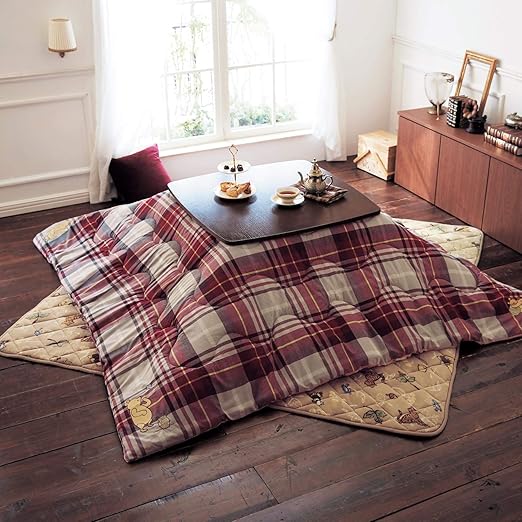 Amazon ベルメゾン ディズニー こたつ布団セット 掛け敷き チェック クラシック プー 正方形 こたつ布団 オンライン通販
