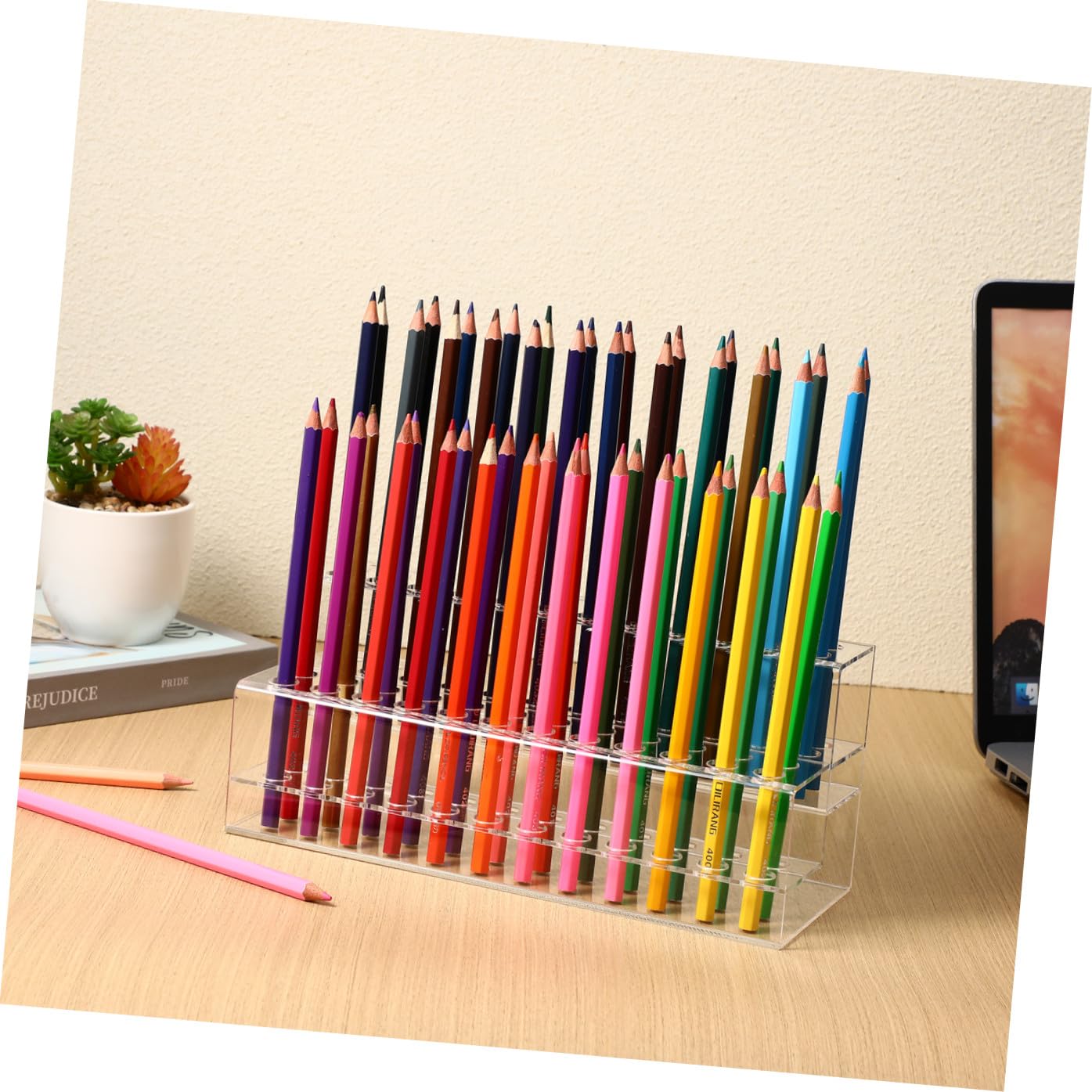Didiseaon Organizador de Rotuladores de Pintura Estante para Guardar Bolígrafos Diseño Multi Ranura Plástico Estabilidad en Escritorio Uso Hogar Oficina