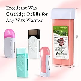 Rose Roll on Hair Removal Wax Refill Cartridges for Sensitive Skin, Rolling Waxing Kit for Women\'s Body, Legs, Arms at Home - 4 Pack (14.1 OZ)