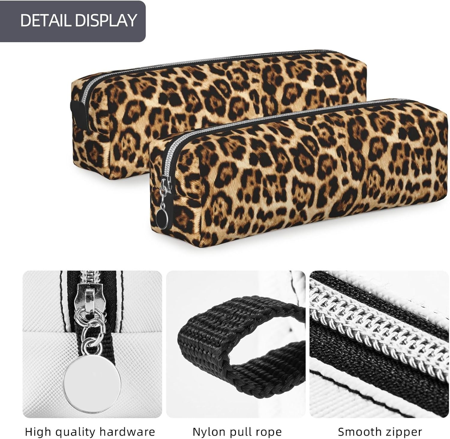 Leopard Print Aesthetic Cosmetic Bag Multipurpose Pencil Case Zipper Pouch Portable Makeup Organizer For Travel Daily Use image 5