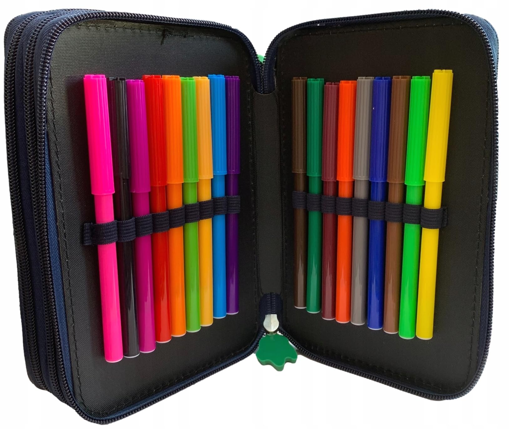 Goldkids - Federmäppchen 3 Fächer - Mäppchen für Mädchen und Jungen - Federmappe 3-Fach Federtasche Gefüllte Schüleretui 44-teilig - Schulmäppchen und Hausaufgabenheft - Dinosaurier Motiv